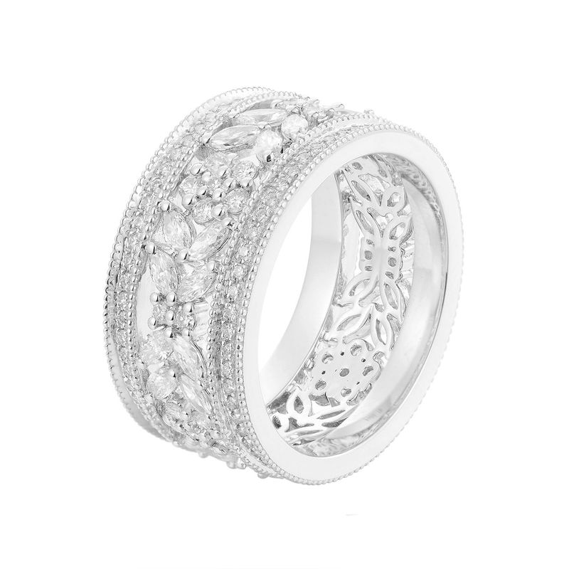 14K White Gold Natural Diamond  Wide Band HF9352