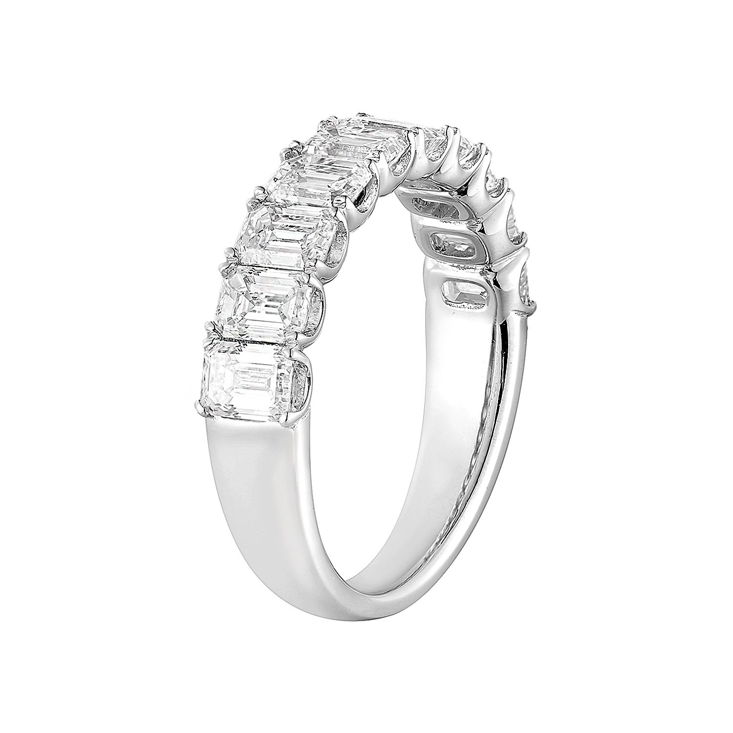 14K White/Yellow Gold Lab Grown Emerald-Cut Diamond Wedding Band MG-01, Colour: 14KWhite-3.49g-2.405ct-LG