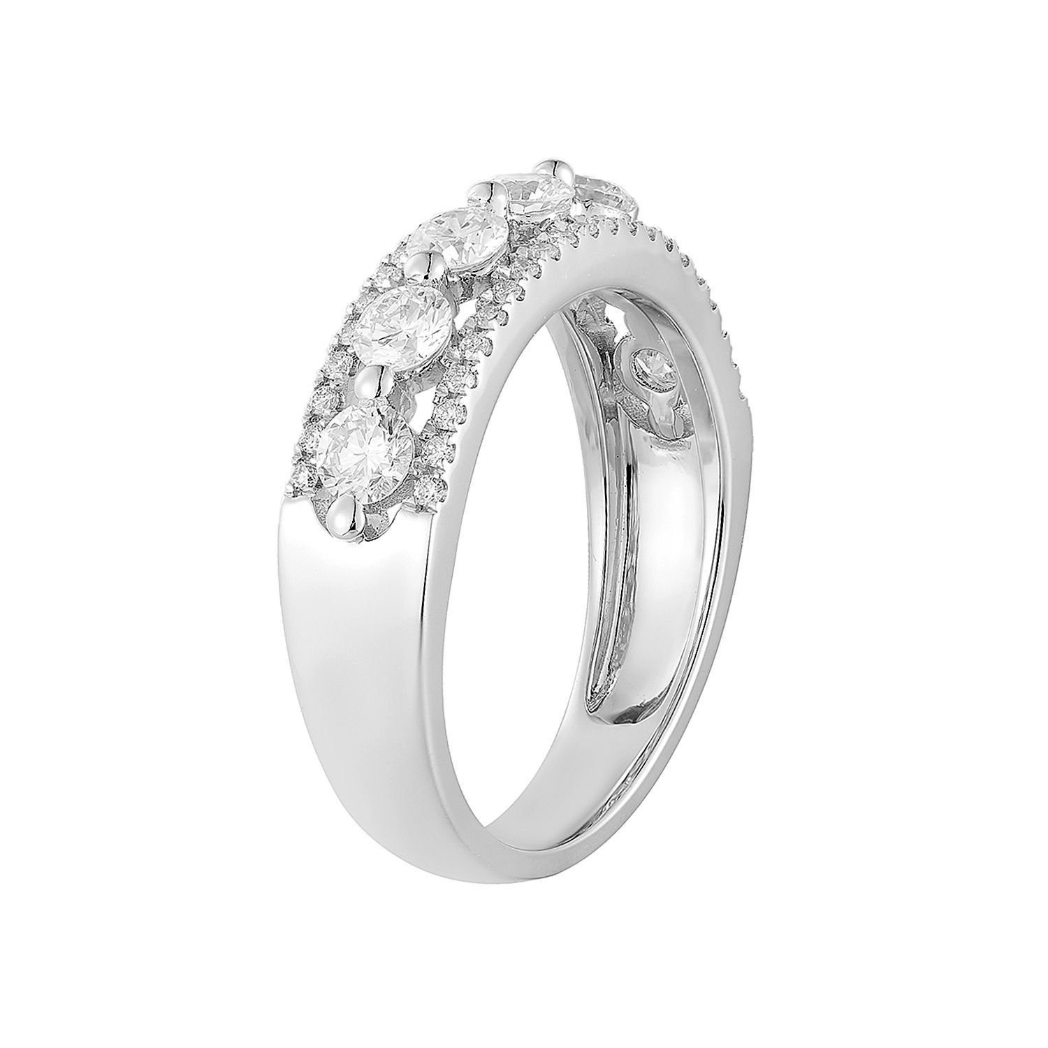 14K White Gold Round Lab Grown Diamond Wedding Band Wedding  MG-26, Colour: 14KWhite-3.93g-0.963ct-LG