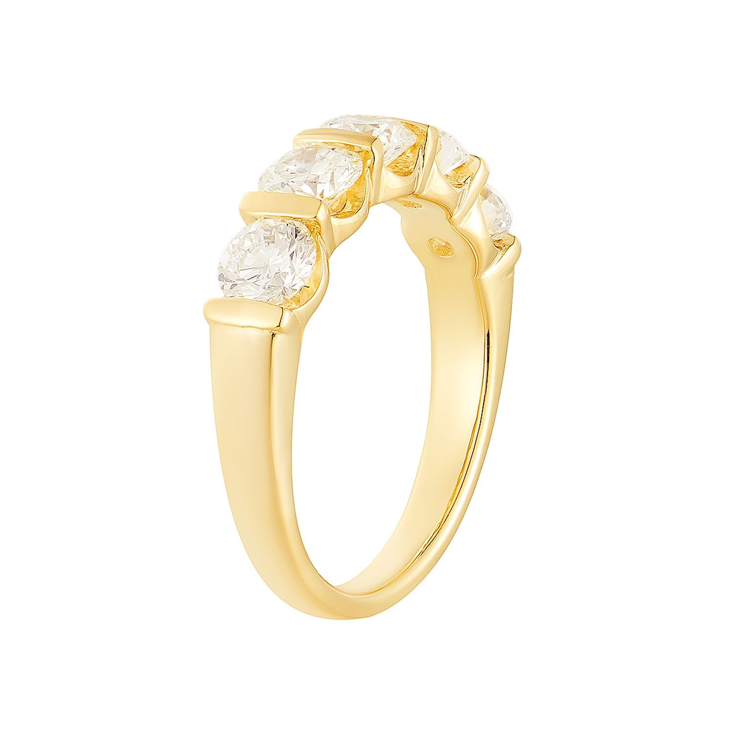 14K White/Yellow Gold Round Lab Grown Diamond Wedding Band Wedding  MG-18, Colour: 14KY-4.01g-1.632ct-LG