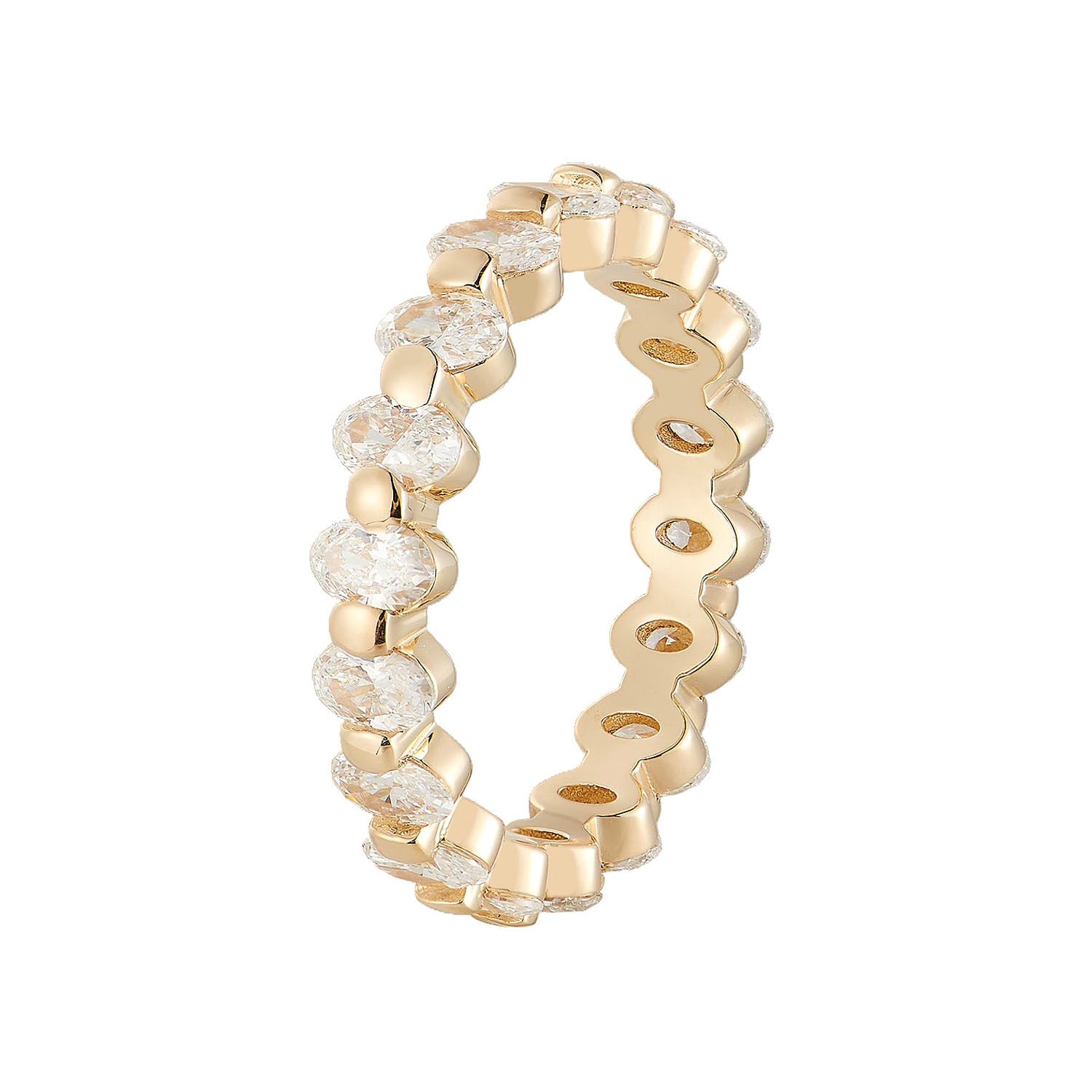 14K White/Yellow Gold Oval Lab Grown Diamond Eternity Wedding Band MZ71029-4, Colour: 14KY-3.13g-2.133ct-LG