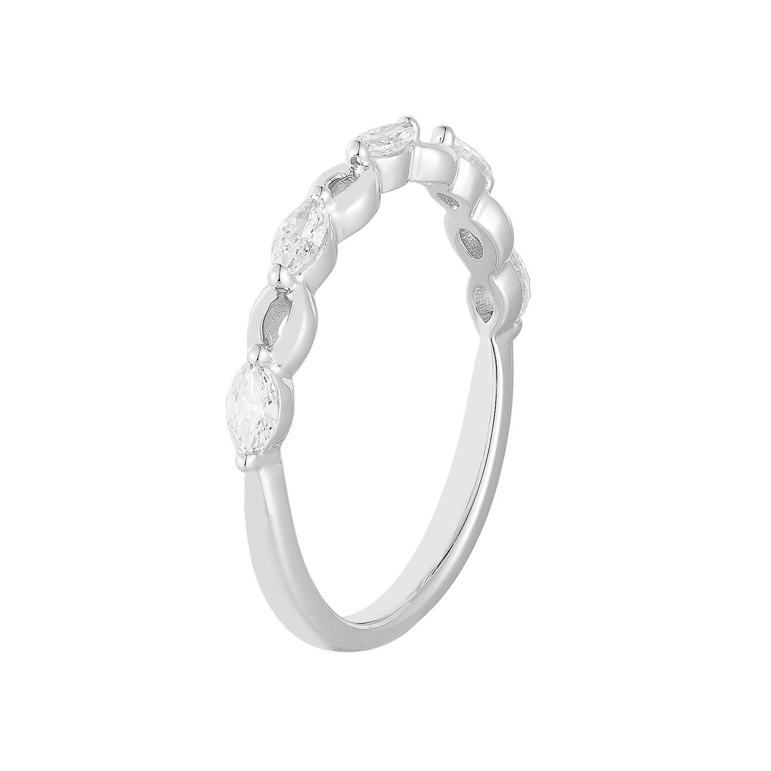 14K White/Yellow Gold Marquise Lab Grown Diamond Band MZ12084, Colour: 14KWhite-1.78g-0.326ct-LG