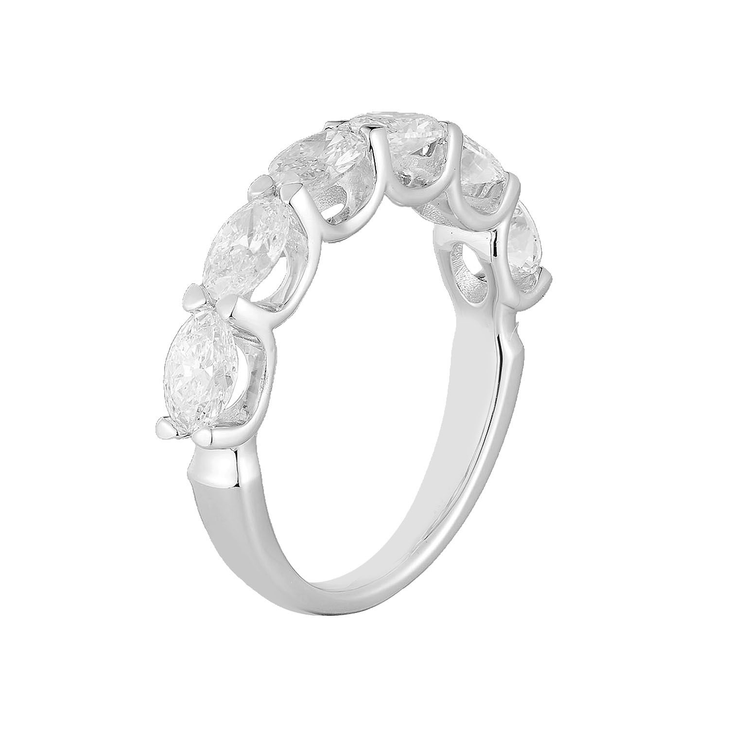 14K White/Yellow Gold Oval Lab Grown Diamond Wedding Band MZ12011, Colour: 14KW-3.09g-1.63ct-LG