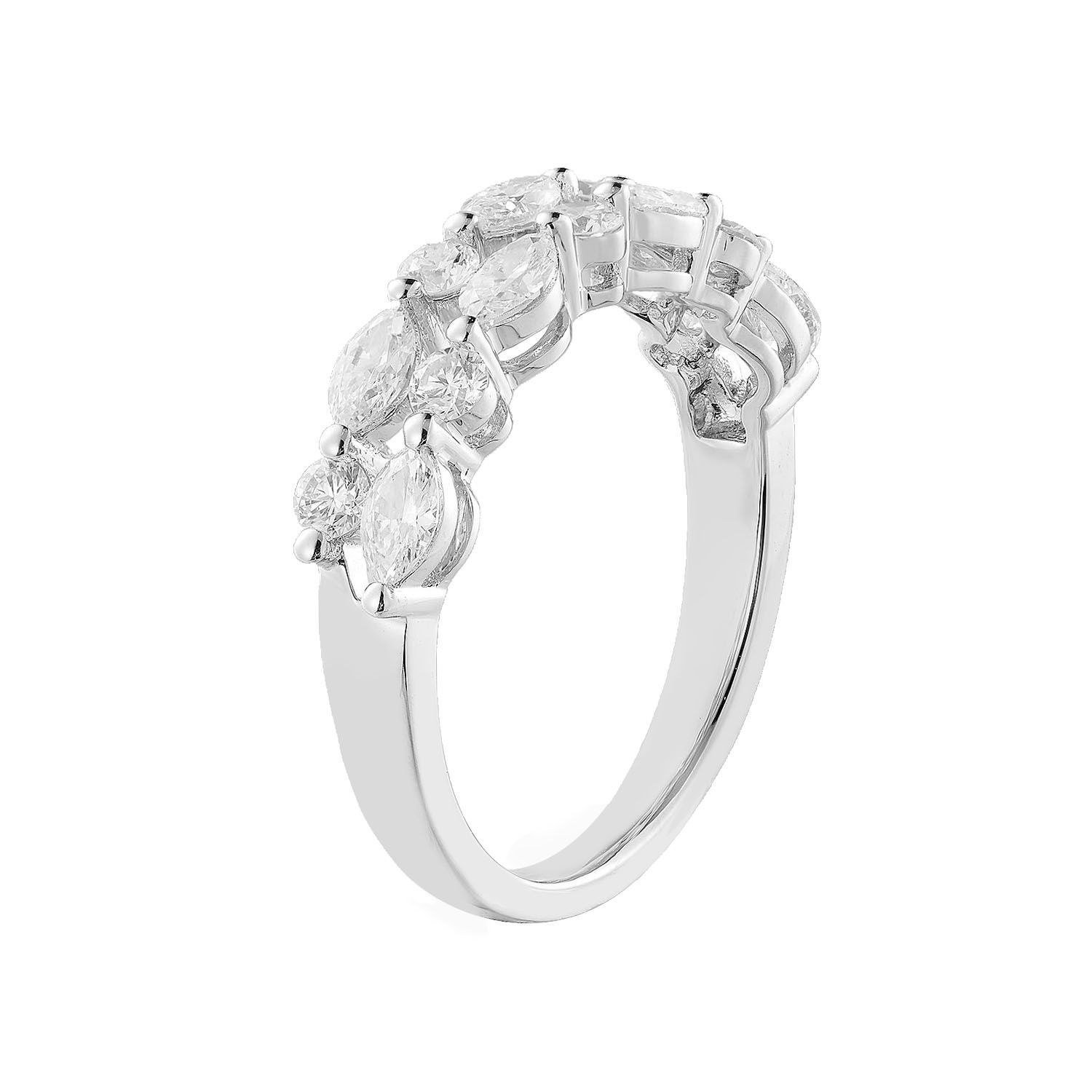14K White Gold Natural Diamond Wedding Band MZ8036, Colour: White