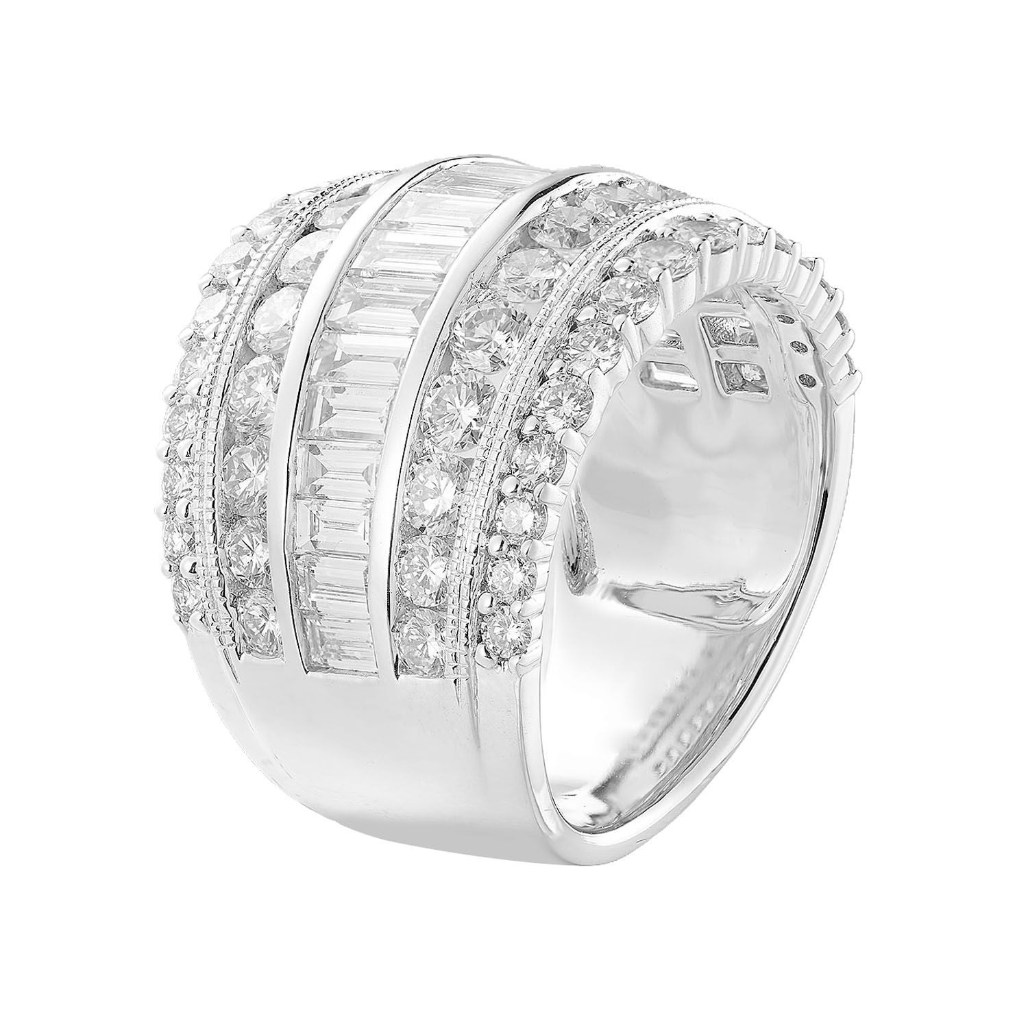14K White Gold Lab Grown Diamond Band MZ8059, Colour: 14KW-9.91g-3.466ct