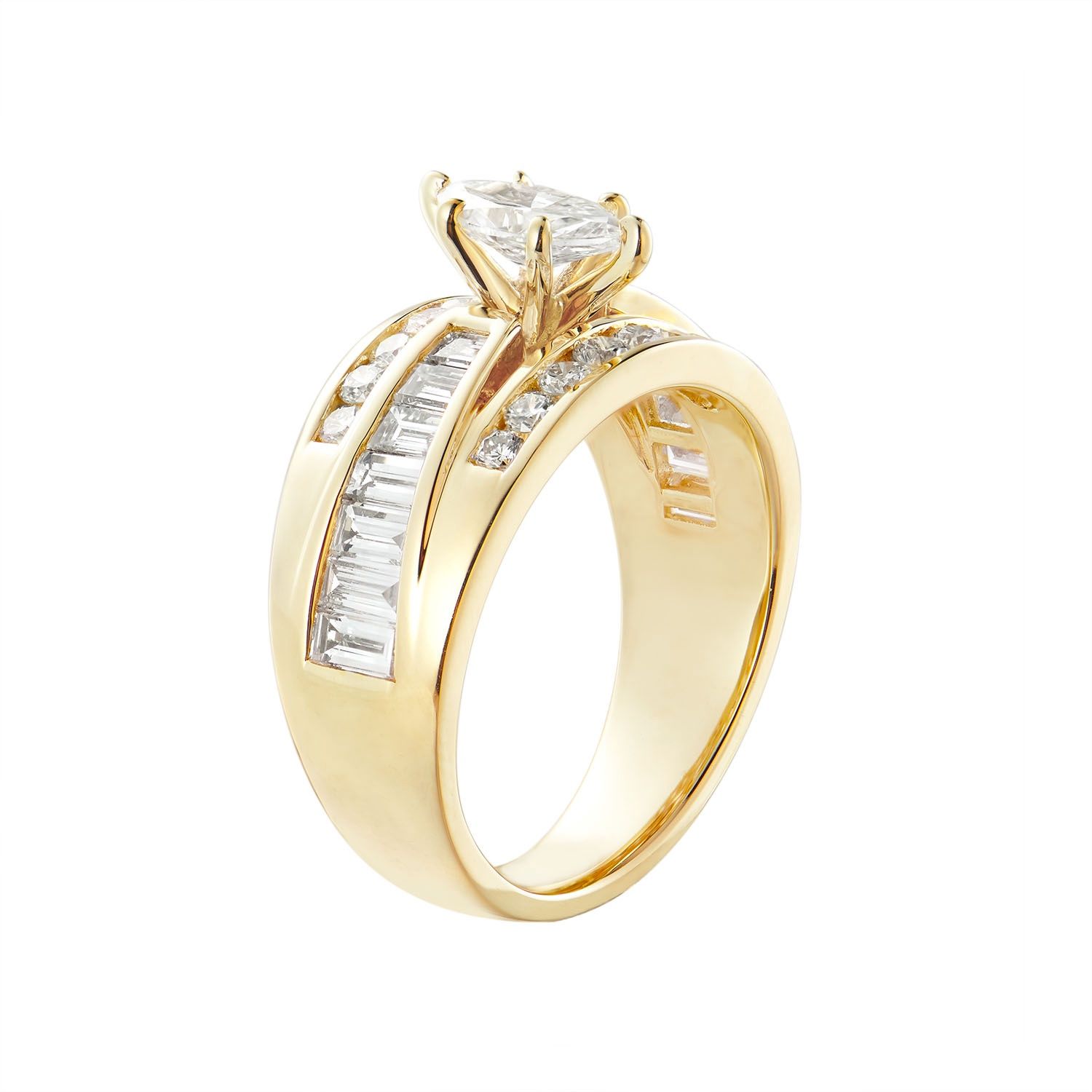 14K White/Yellow Gold Lab Grown Diamond Dazzling Engagement Ring MZ8074, Colour: 14KYellow-6.76g-1.664ct-LG