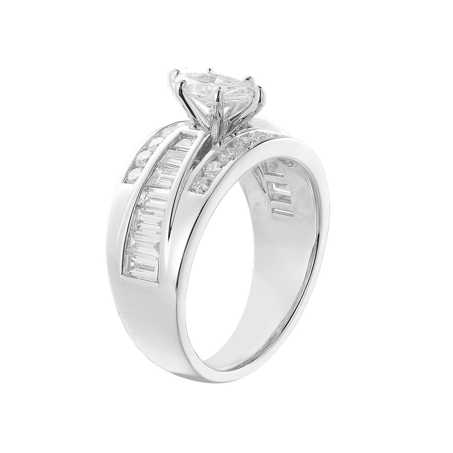 14K White Gold Lab Grown Diamond Dazzling Engagement Ring MZ8074, Colour: 14KWhite-7.06g-1.665ct-LG