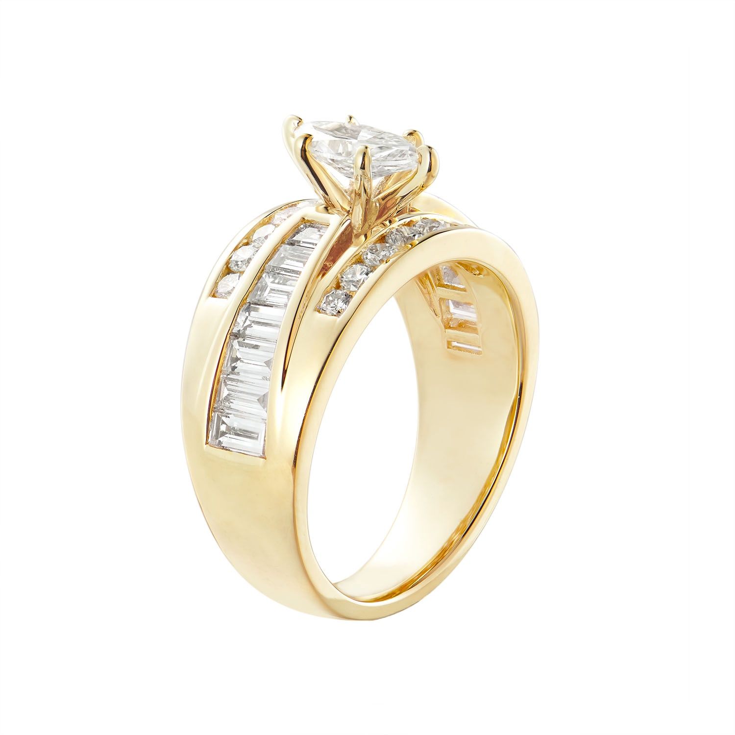14K White/Yellow Gold Lab Grown Diamond Dazzling Engagement Ring MZ8074, Colour: 14KYellow-6.76g-1.664ct-LG