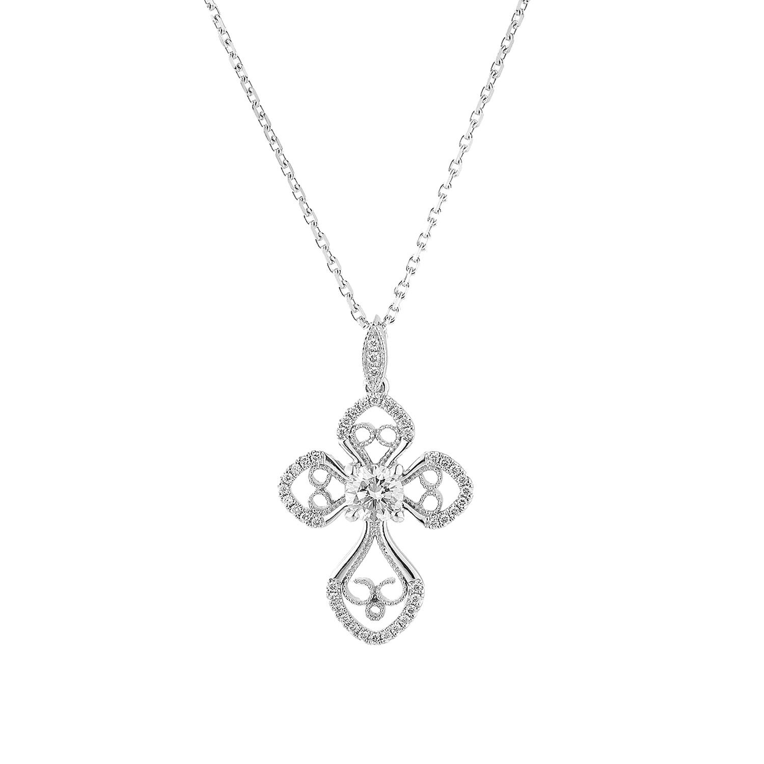 14K White Gold Lab Grown Diamond Pendant Necklace MZ72265, Colour: White
