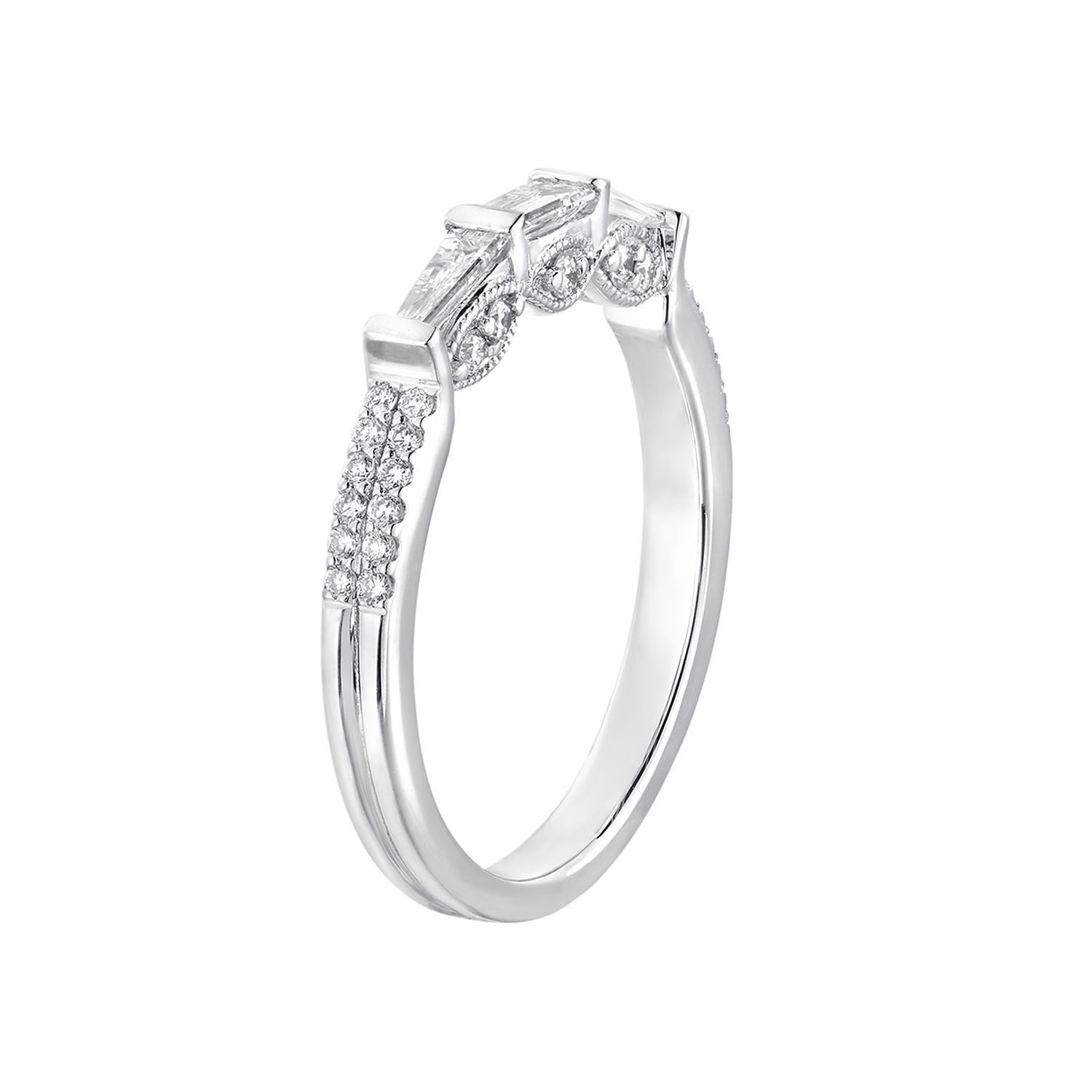 14K White Gold Lab Grown Diamond Retro Band MZ30034, Colour: White
