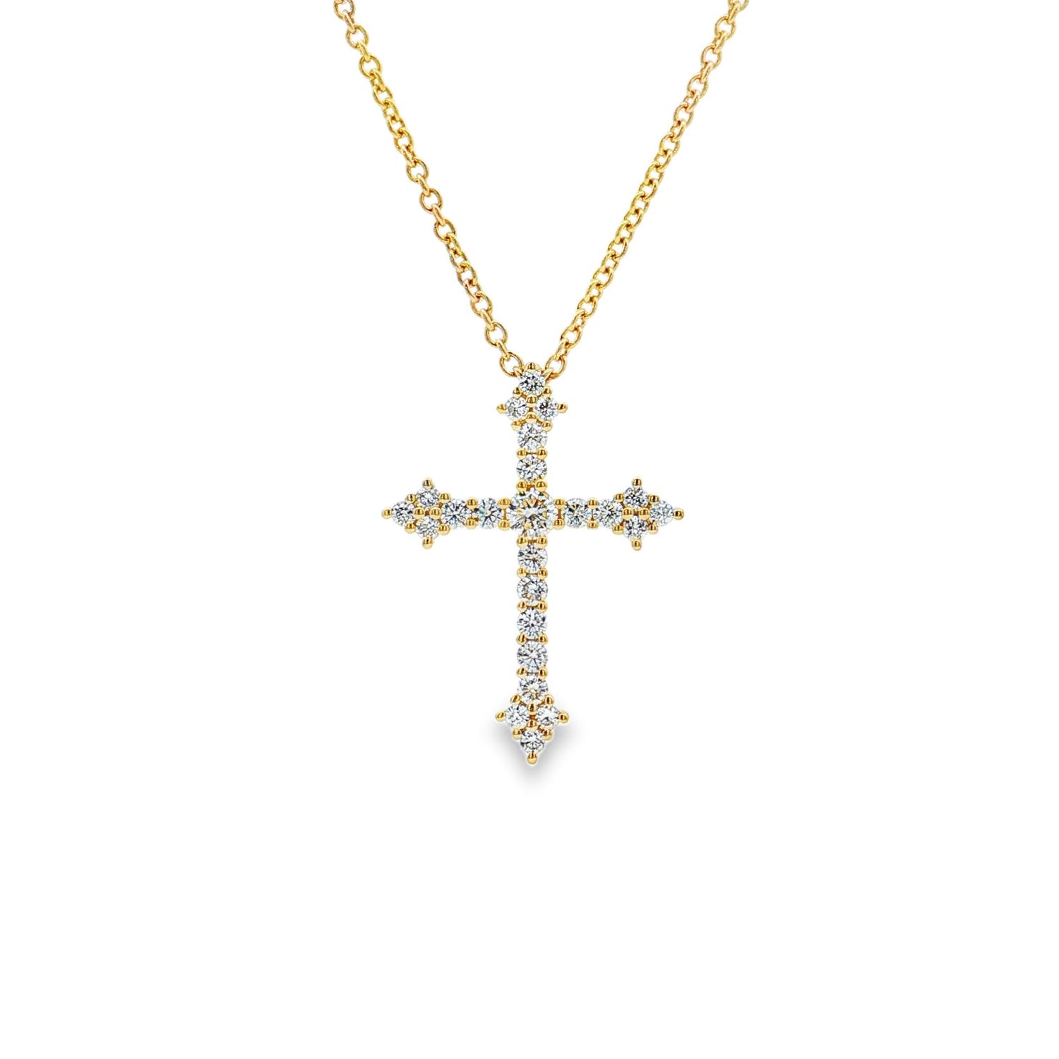 14K Yellow Gold Lab Grown Diamond Cross Pendant Necklace MZ71560, Colour: 14KY-4.61g-0.656ct-LG
