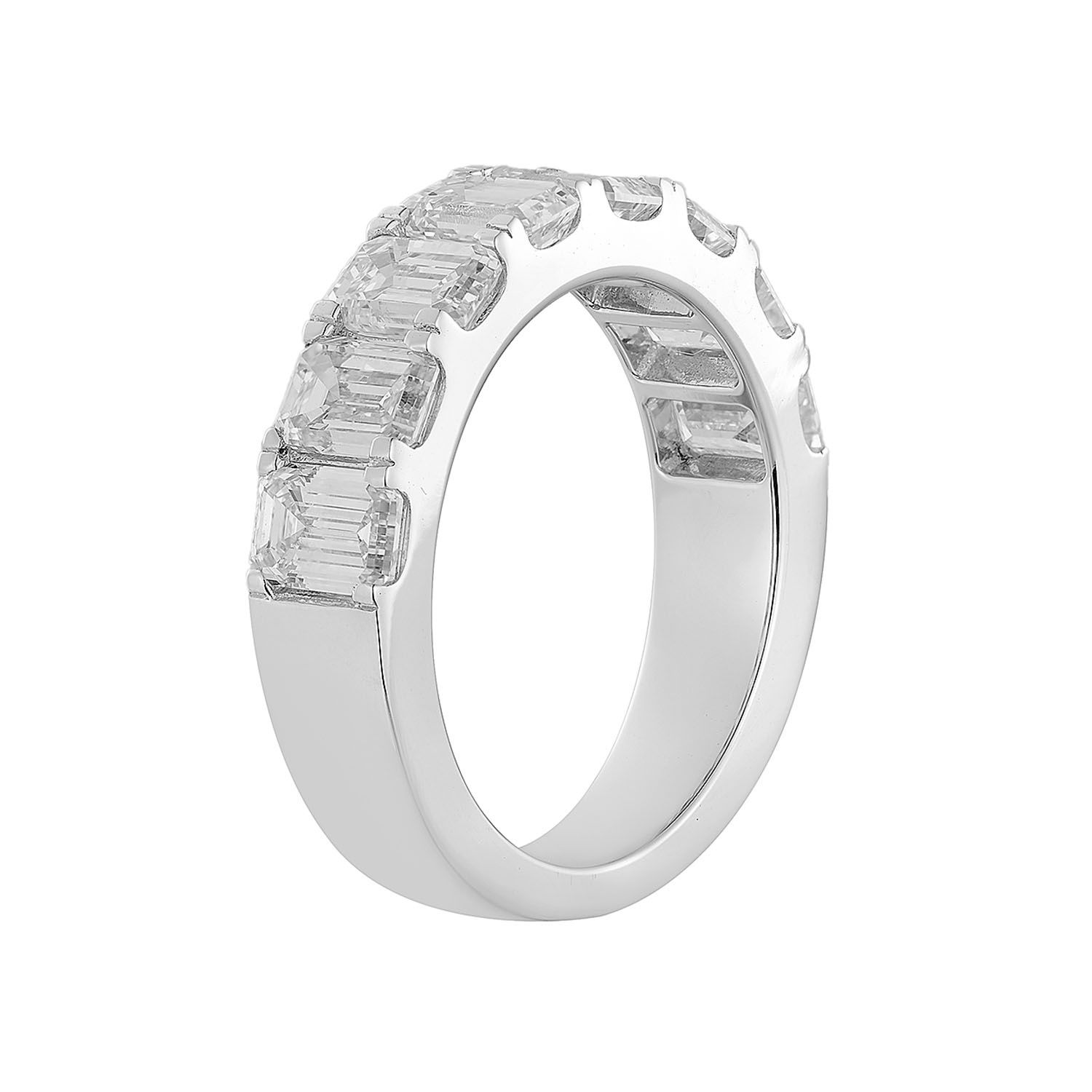 14K White/Yellow Gold Emerald Cut Lab Grown Diamond Band MZ11992, Colour: 14KW-5.92g-3.424ct-LG