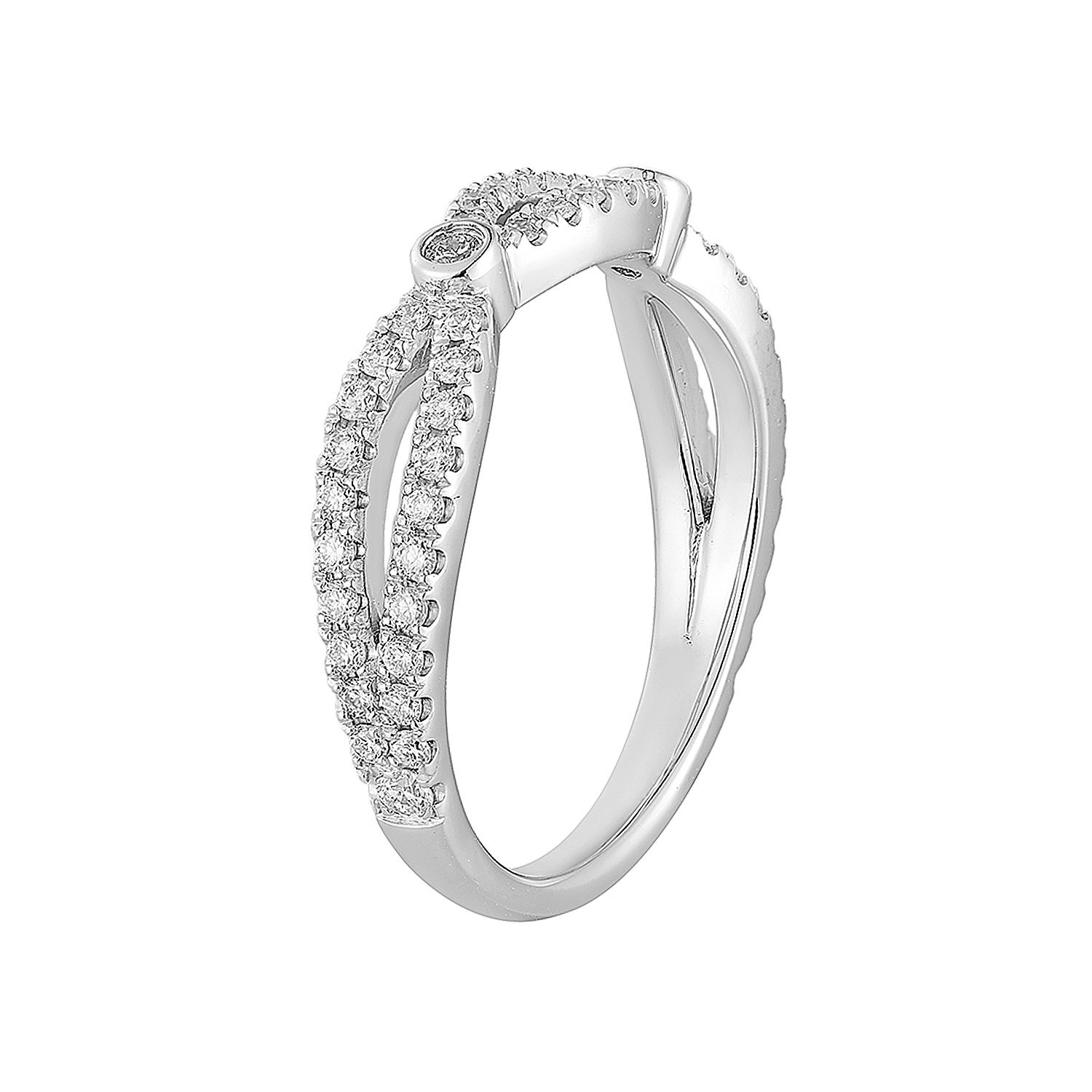14K White Gold Round Natural Diamond Wedding Band MG-32, Colour: 14KWhite-2.84g-0.413ct