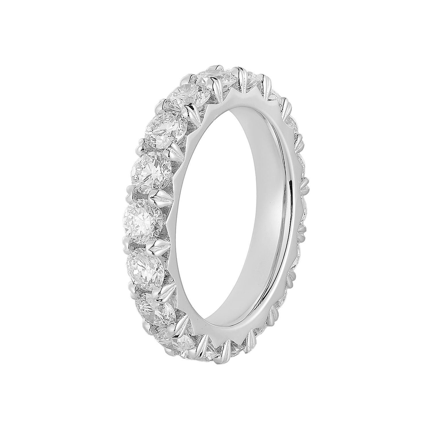 14K White/Yellow Gold Round Lab Grown Diamond Eternity Wedding Band MZ5419, Colour: 14KWhite-5.35g-3.042ct-LG