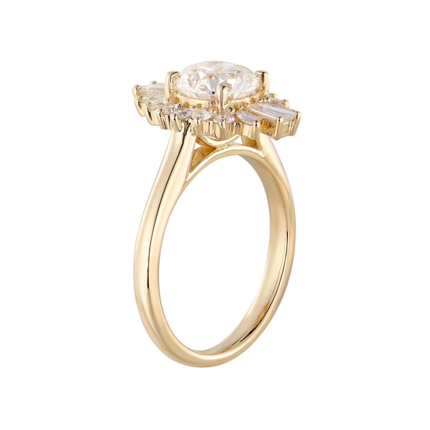 IGI Certificate 14K  White/Yellow  Gold Lab Grown Diamond Engagement Ring MZ12284, Colour: 14KY-4.37G-1.987CT