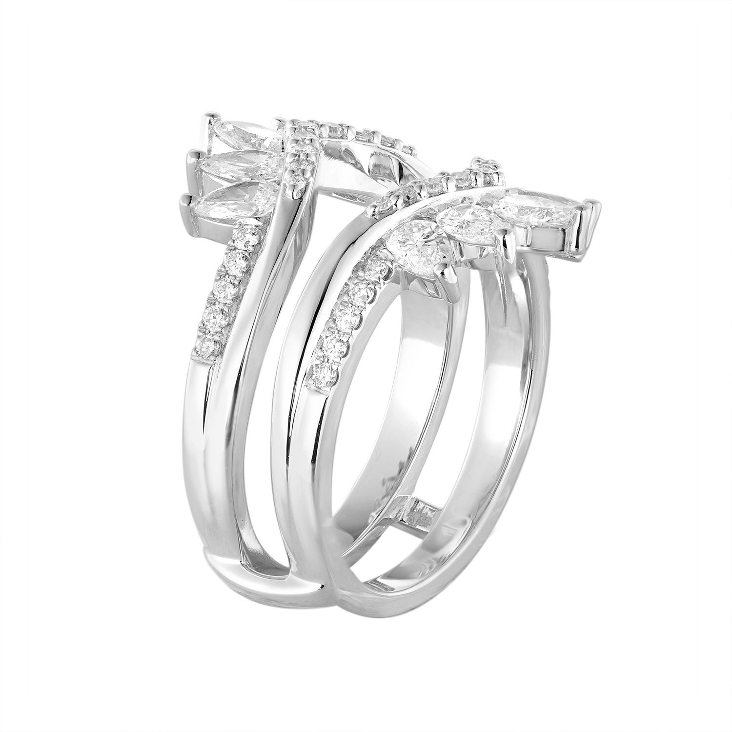 14K White/Yellow Gold Lab Grown Diamond Enhancer Ring MZ12223, Colour: 14KW-7.58g-1.4ct-LG