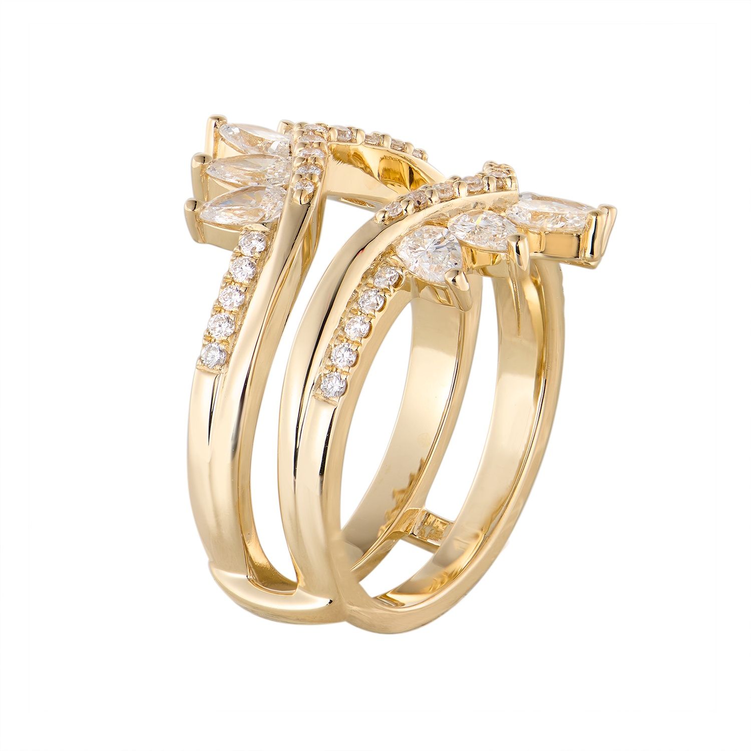14K White/Yellow Gold Lab Grown Diamond Enhancer Ring MZ12223, Colour: 14KY-7.58g-1.392ct-LG