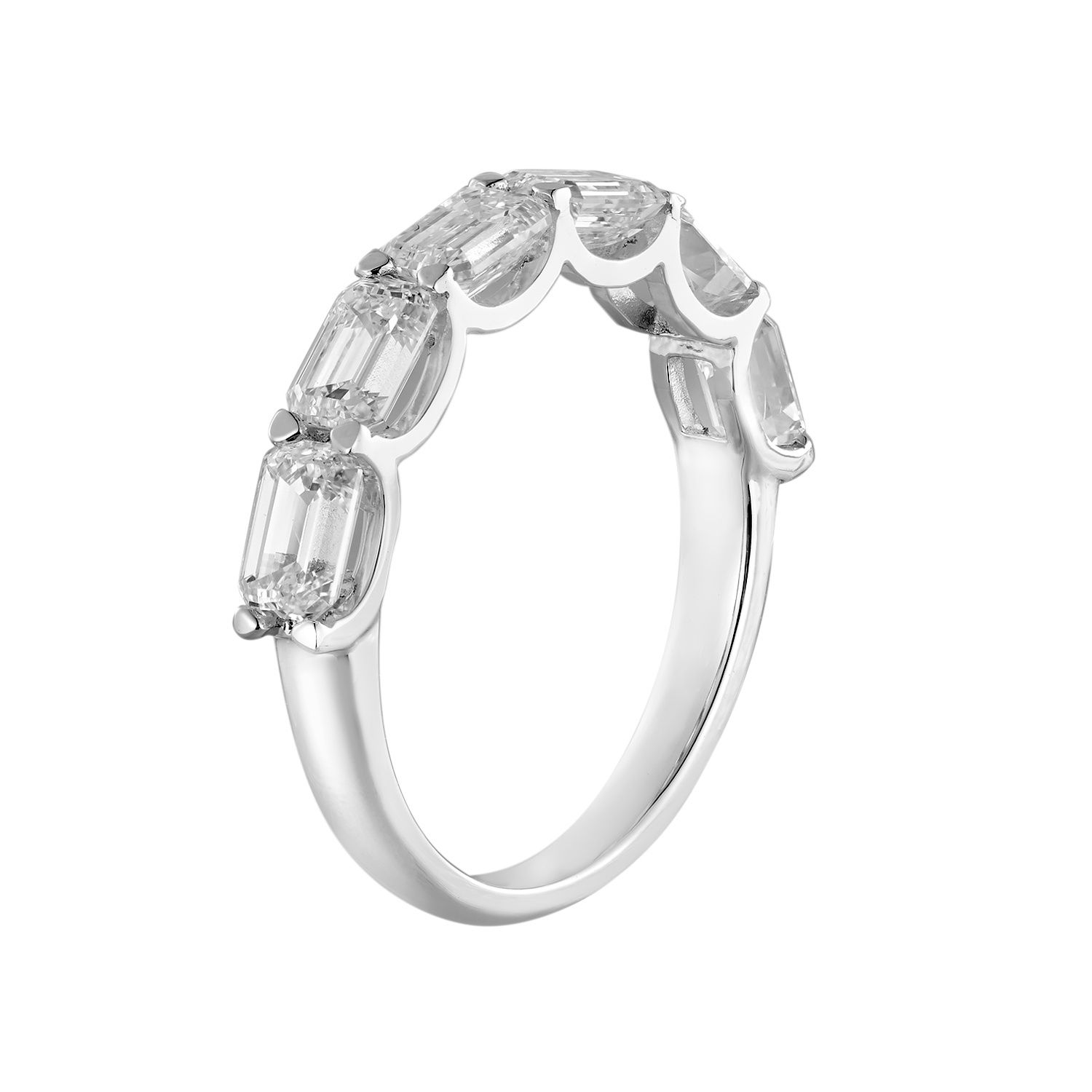 14K White/Yellow Gold Emerald Cut Lab Grown Diamond Wedding Band Ring MZ11989-1, Colour: 14KW-2.64g-1.979ct-LG