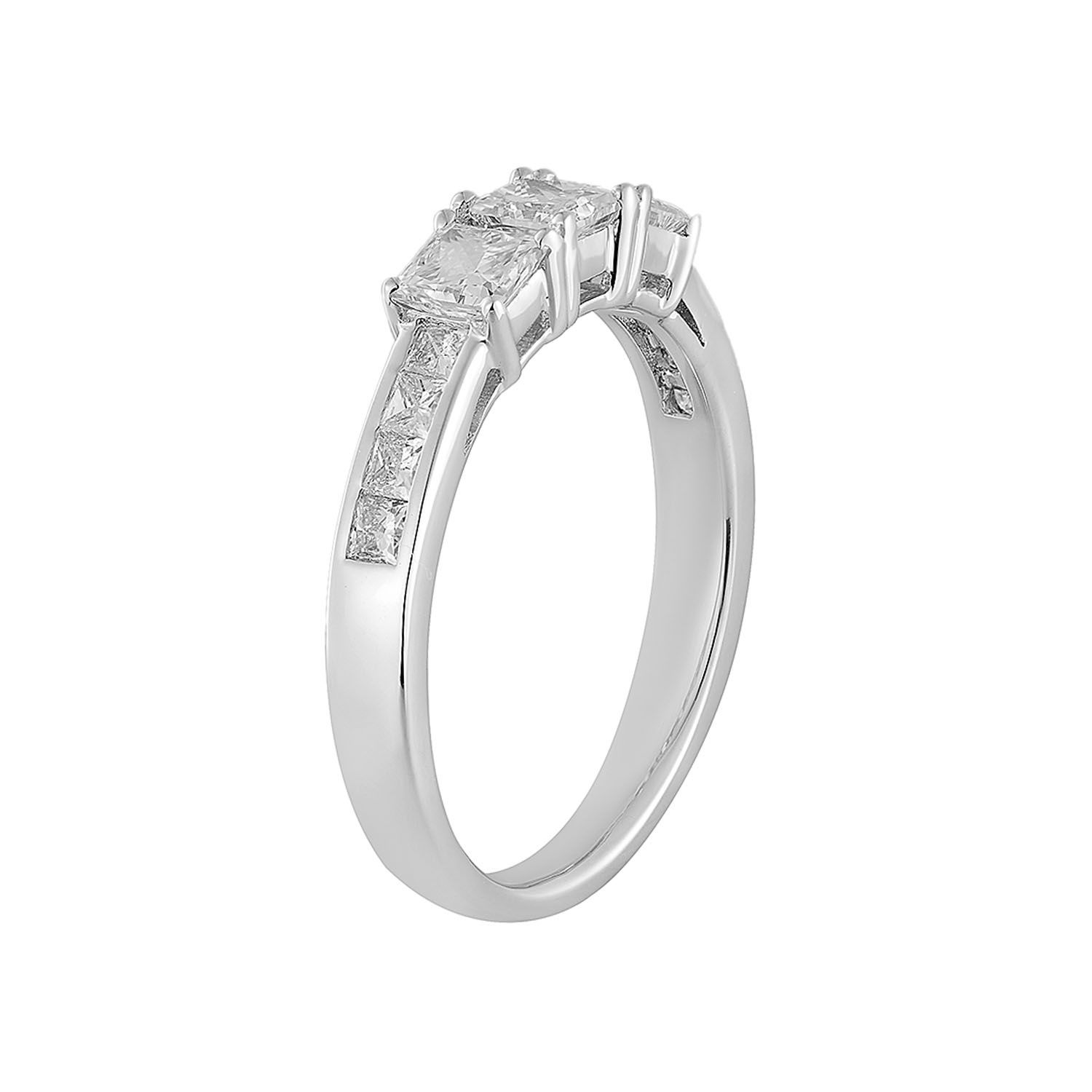 14K White/Yellow Gold Lab Grown Princess Diamond Wedding Band MZ12088, Colour: 14KWhite-3.14g-1.161ct-LG