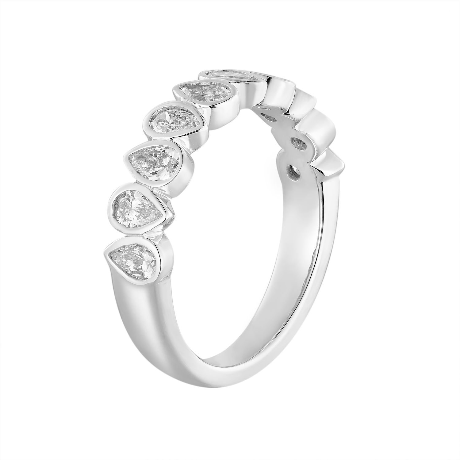 14K White/Yellow Gold Pear Lab Grown Diamond Wedding Band MZ30032-1, Colour: 14KW-3.7g-1.079ct-LG