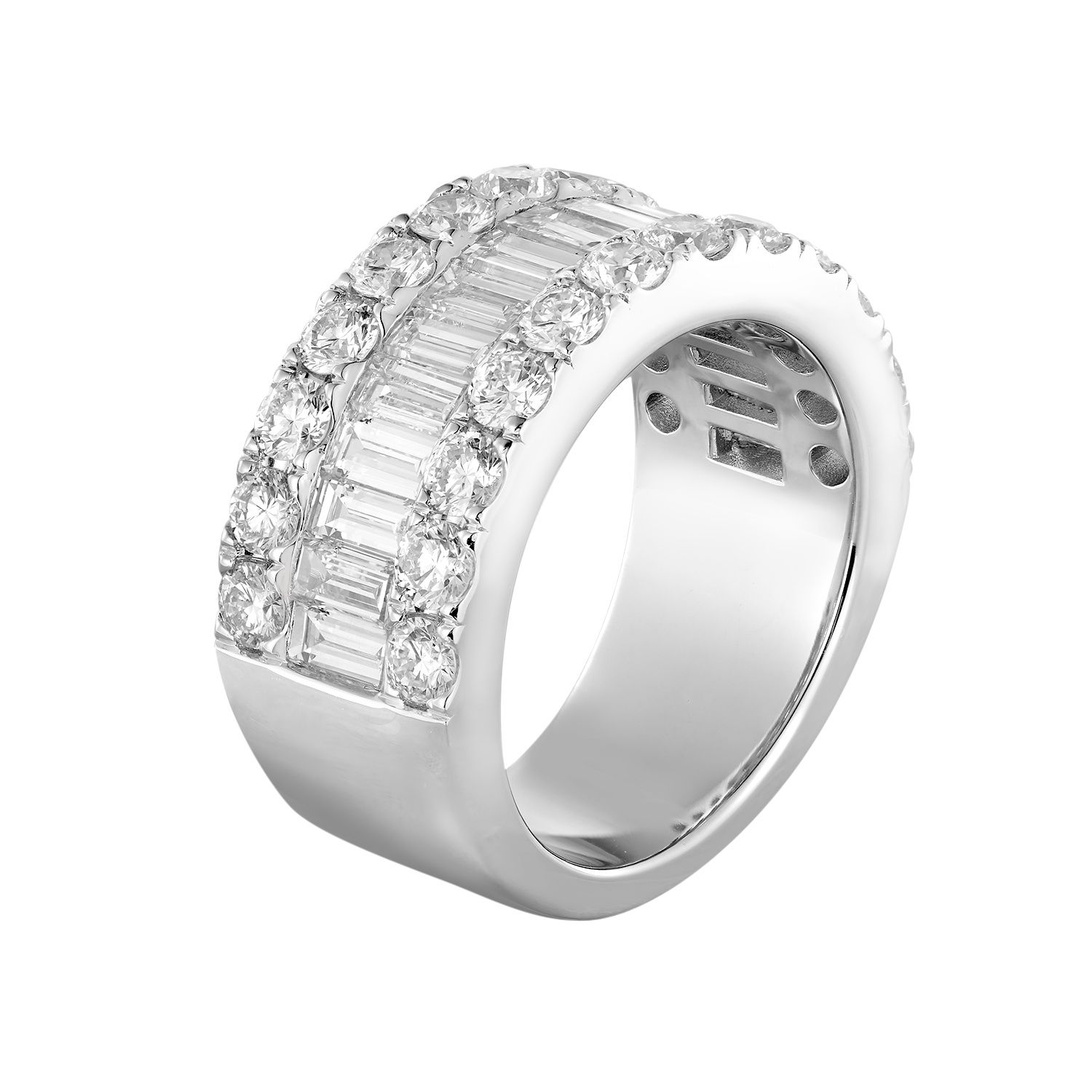 14K White Gold Lab Grown Diamond Wide Band MZ30043, Colour: 14KW-12.18g-3.612ct-LG