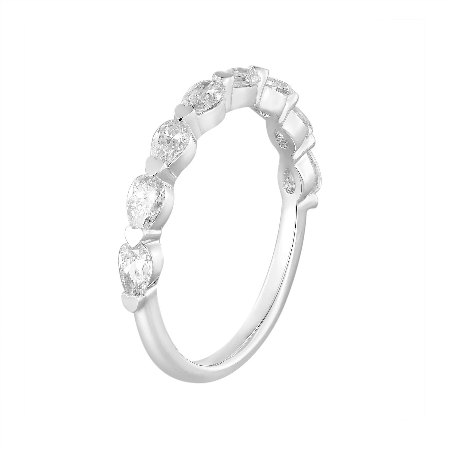 14K White/Yellow Gold Pear-Shaped Lab Grown Diamond Wedding Band MZ30030, Colour: 14KWhite-1.85g-0.809ct-LG