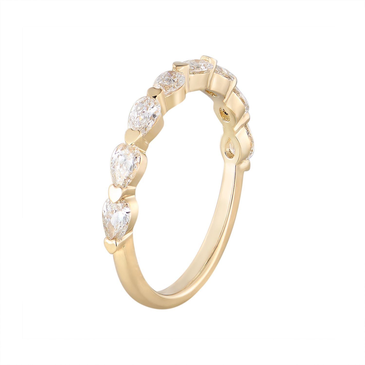 14K Yellow/White Gold Pear-Shaped Lab Grown Diamond Wedding Band MZ30030, Colour: 14KY-1.8g-0.805ct-LG