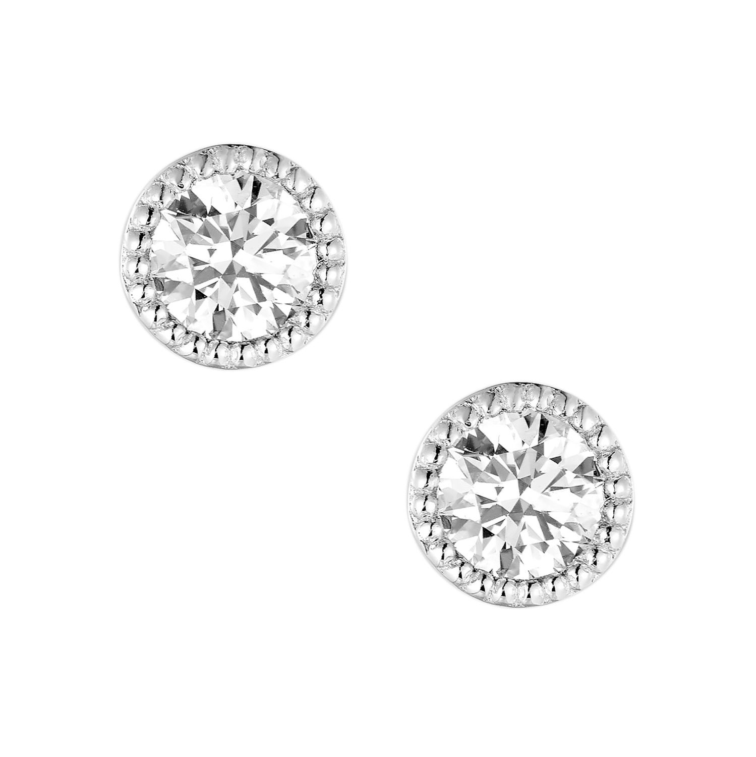 14K White/Yellow Gold Lab Grown Diamond Stud Earrings MZ295, Colour: 14KW-0.96g-0.567ct-LG