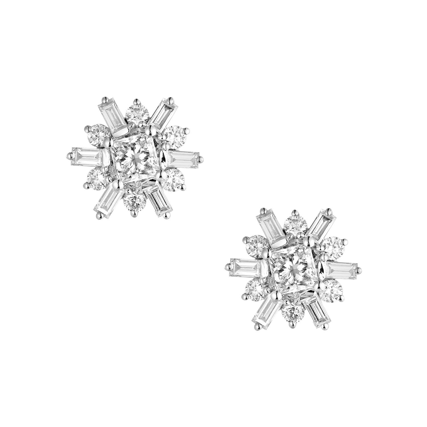 14K White/Yellow Gold Lab Grown Diamond Stud Earrings MZ9096, Colour: 14KW-2.64g-1.645ct-LG