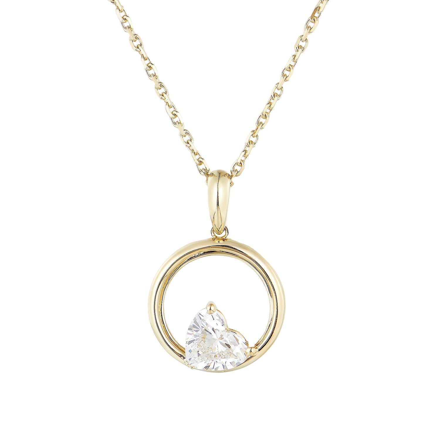 14K Yellow Gold Heart-Shaped Lab Grown Diamond Necklace MZ71101, Colour: Yellow