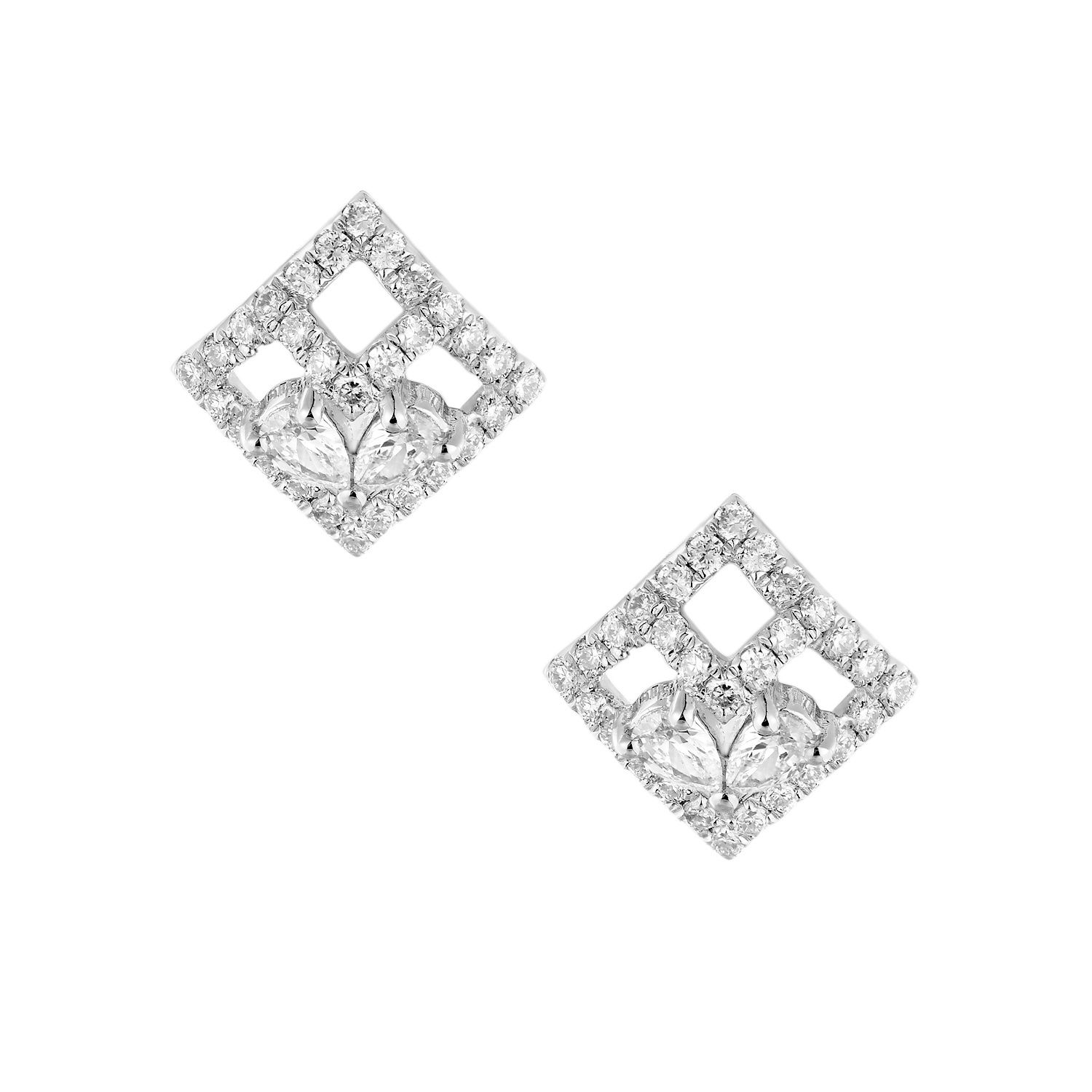 14K White Gold Lab Grown Diamond Stud Earrings MZ10361, Colour: 14KW-1.82g-0.474ct-LG