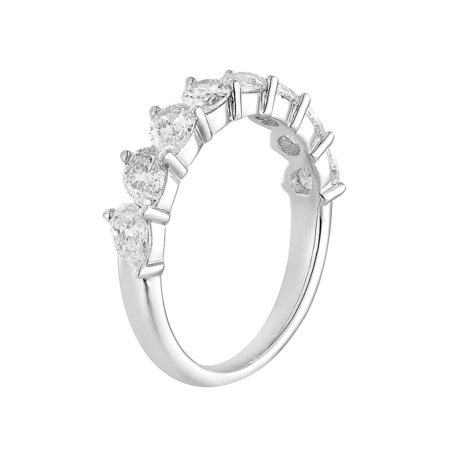14K White/Yellow Gold Pear Lab Grown Diamond Wedding Band MZ11945, Colour: 14KW-2.74g-1.305ct-LG