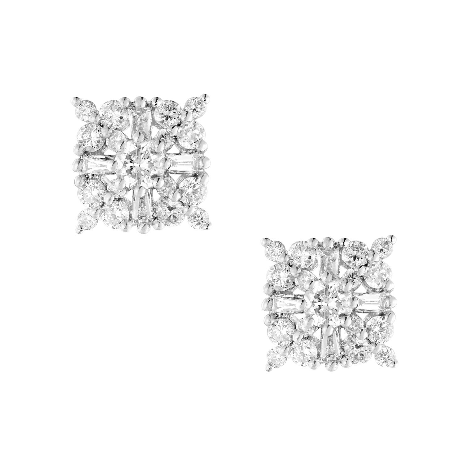 14K White Gold Lab Grown Diamond Stud Earrings MZ10449, Colour: 14KW-1.93g-0.728ct-LG