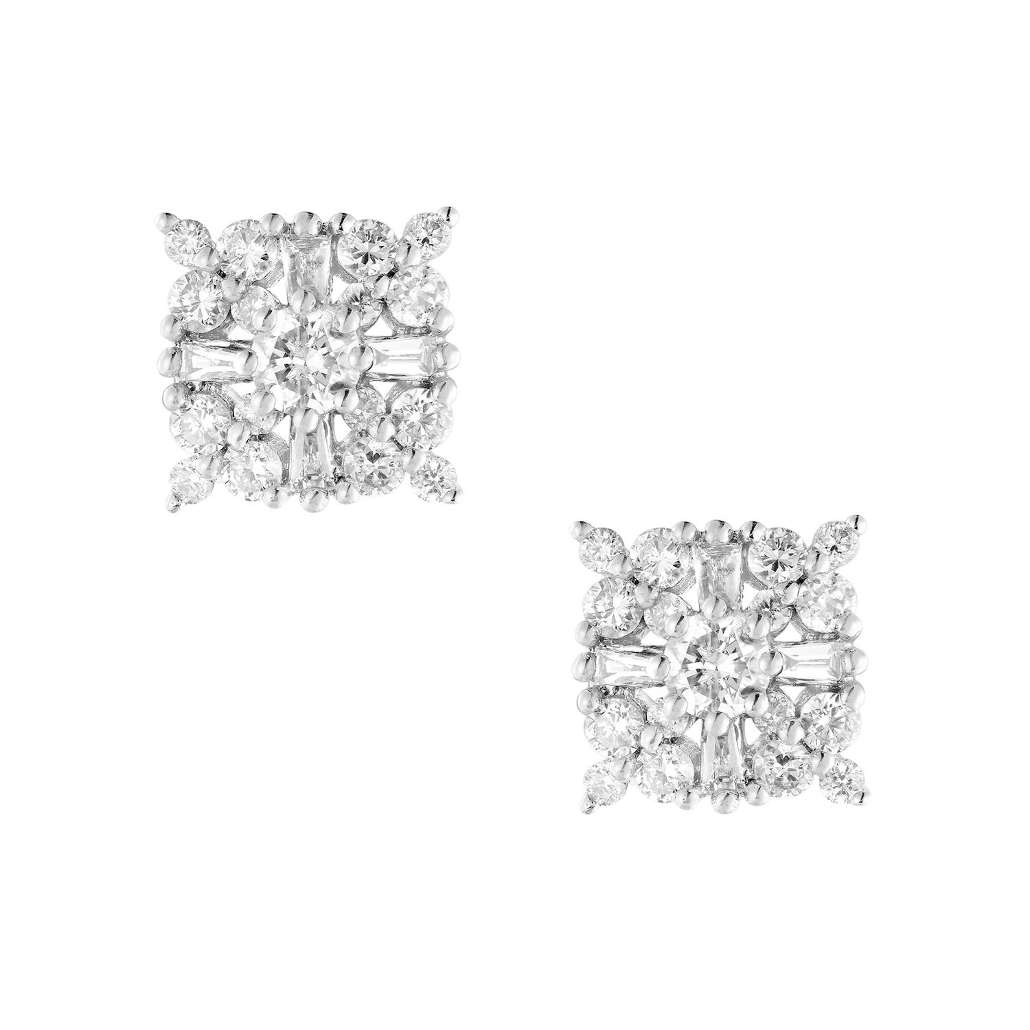 14K White/Yellow Gold Lab Grown Diamond Stud Earrings MZ10449, Colour: 14KW-2.31g-0.76ct-LG