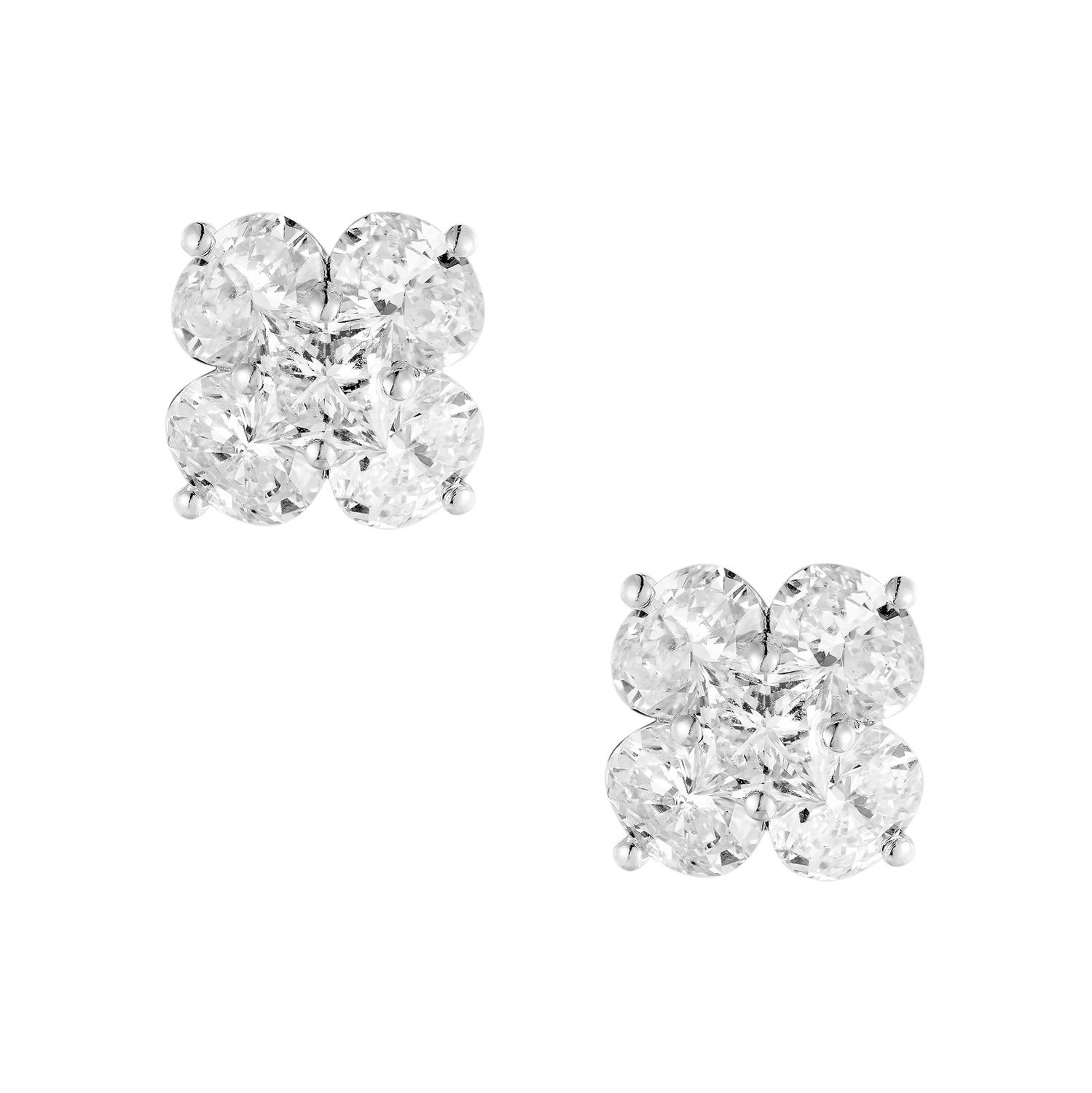 14K White/Yellow Gold Lab Grown Diamond Stud Earrings MZ10591, Colour: 14KW-3.06g-3.392ct-LG