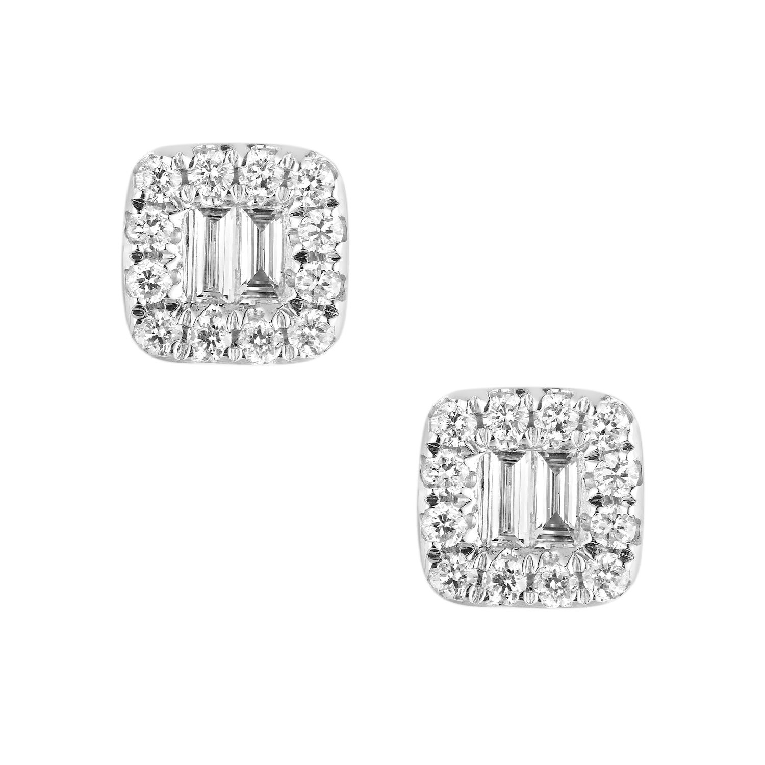 14K White Gold Lab Grown Diamond Stud Earrings MZ9095, Colour: 14KW-1.48g-0.33ct-LG