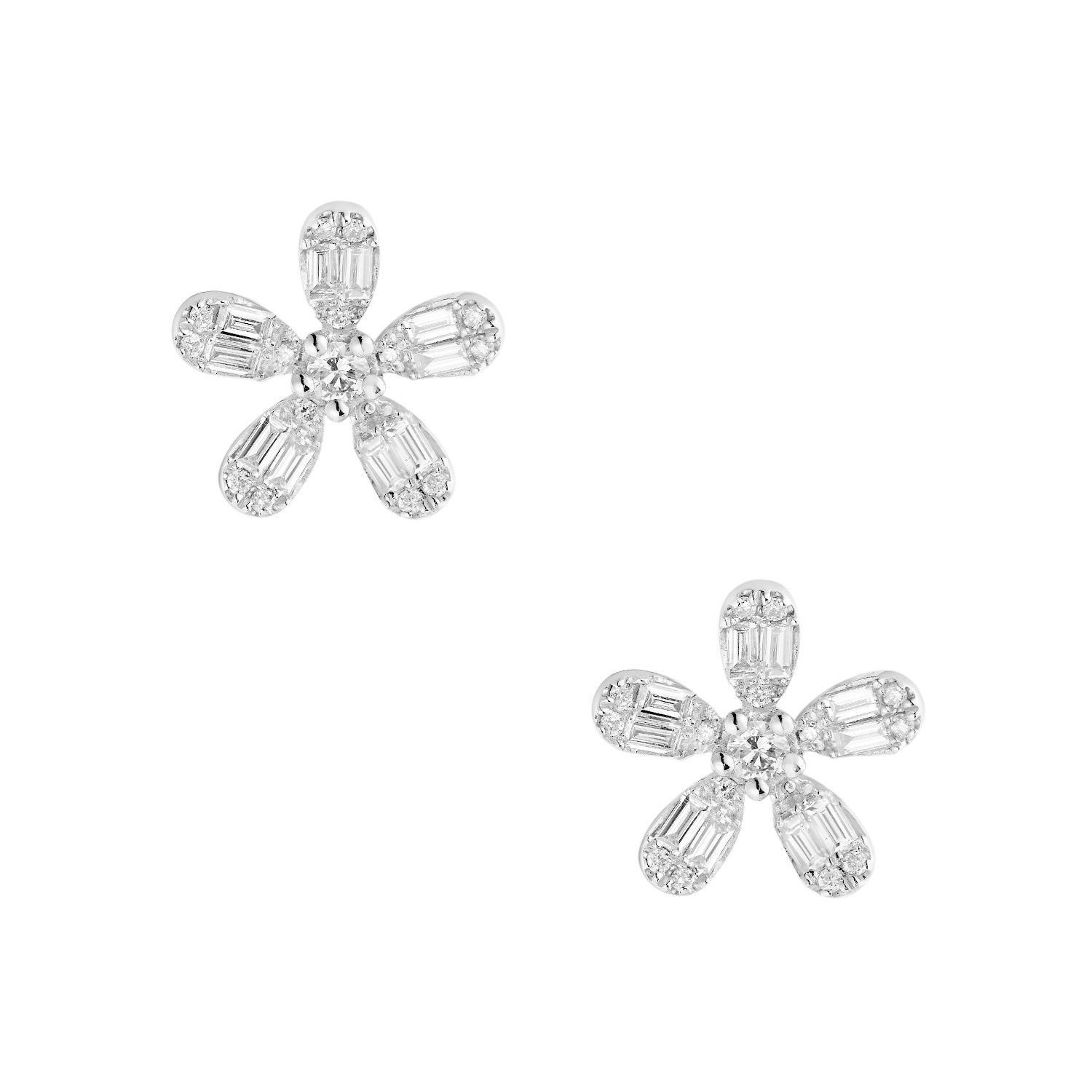 14K White Gold Lab Grown Diamond Stud Earrings MZ7669, Colour: 14KW-1.51g-0.459ct-LG