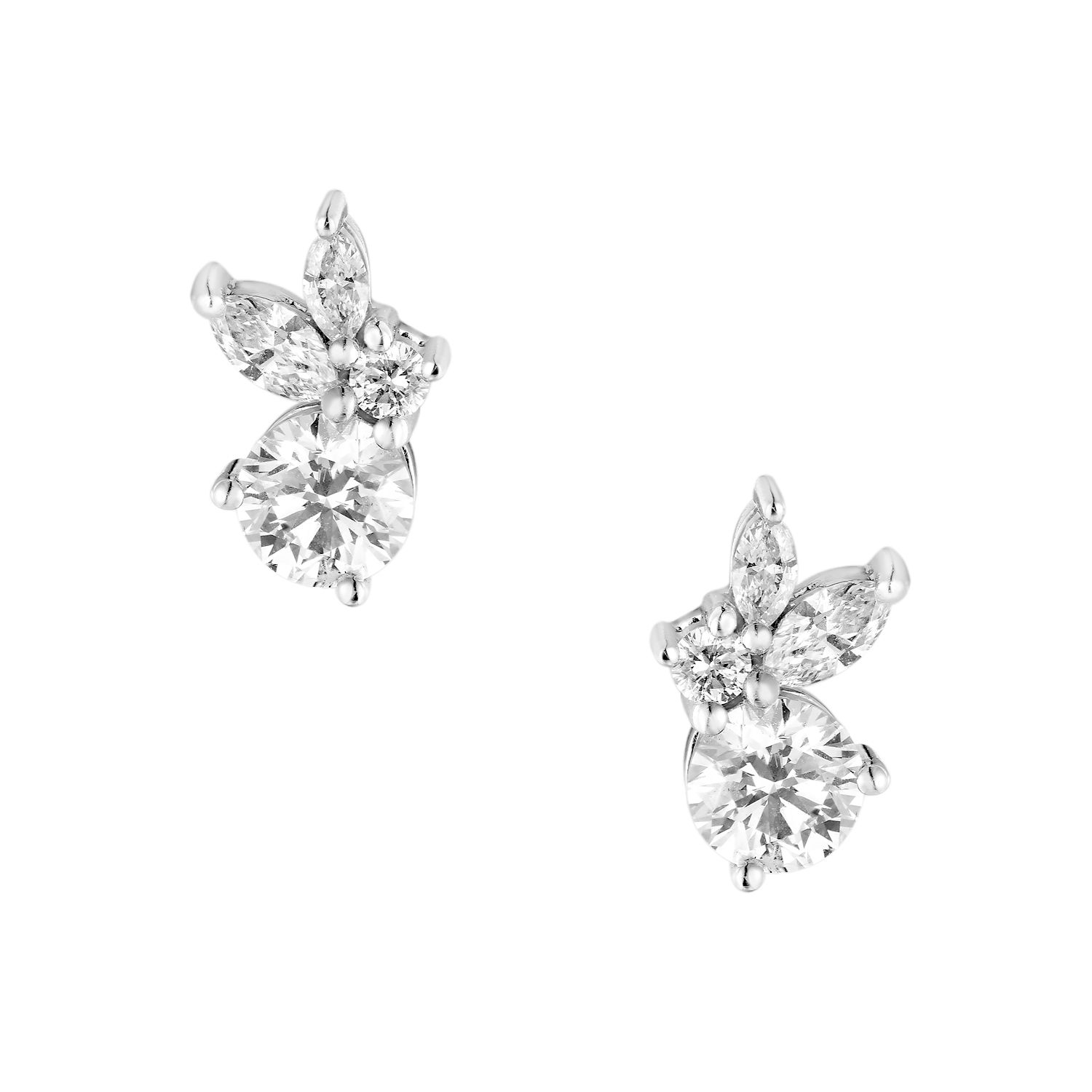 14K White Gold Lab Grown Diamond Stud Earrings MZ9429, Colour: 14KW-1.43g-0.888ct-LG