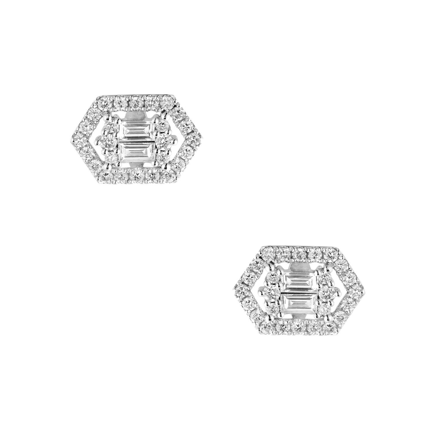 14K White Gold Lab Grown Diamond Stud Earrings MZ9878, Colour: 14KW-2.59g-0.552ct-LG