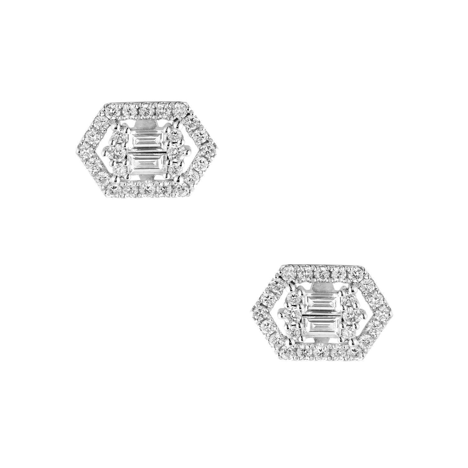 14K White Gold Lab Grown Diamond Stud Earrings MZ9878, Colour: 14KW-2.59g-0.552ct-LG