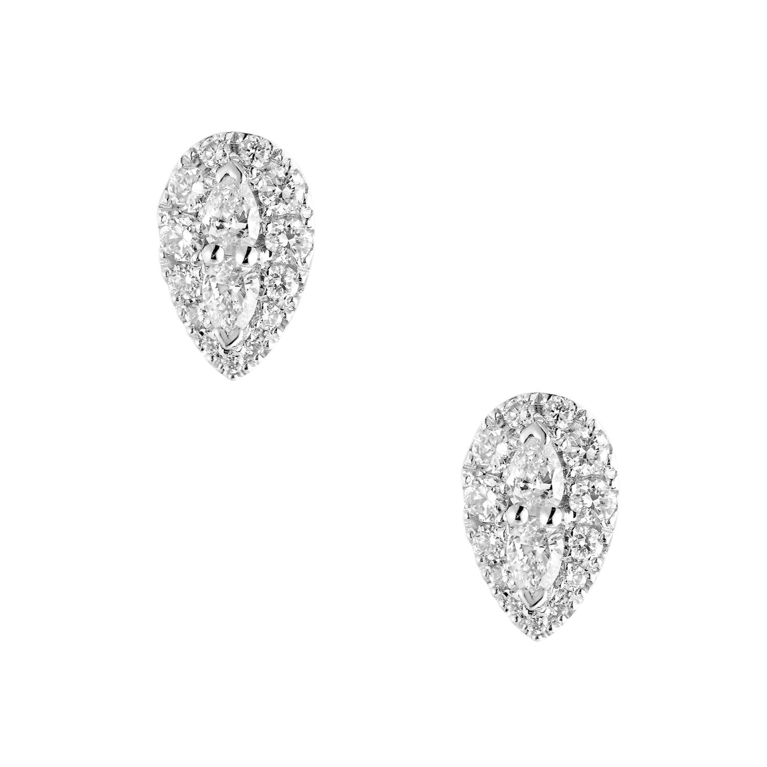 14K White Gold Lab Grown Diamond Stud Earrings MZ7690, Colour: 14KW-1.53g-0.414ct-LG