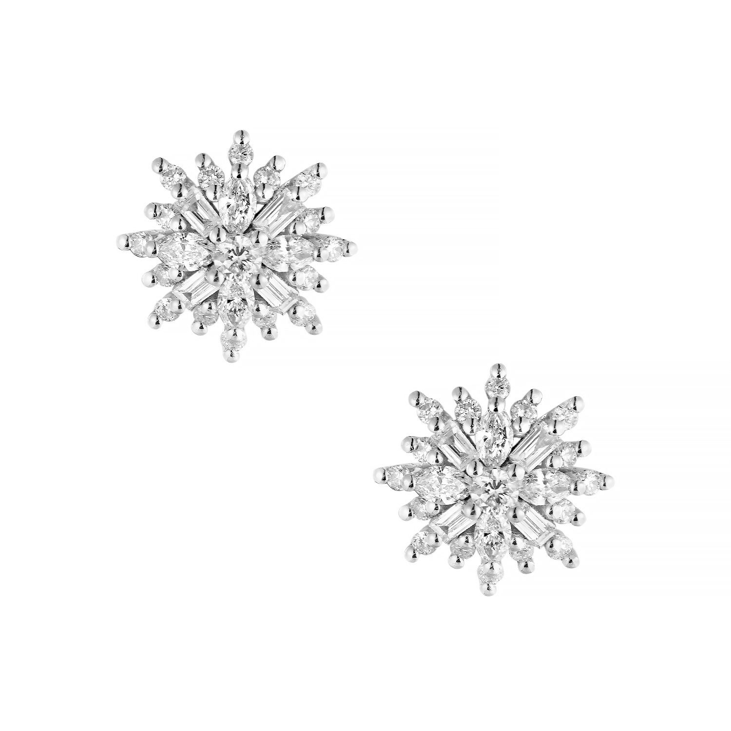14K White Gold Lab Grown Diamond Stud Earrings MZ7741, Colour: 14KW-2.13g-0.683ct-LG