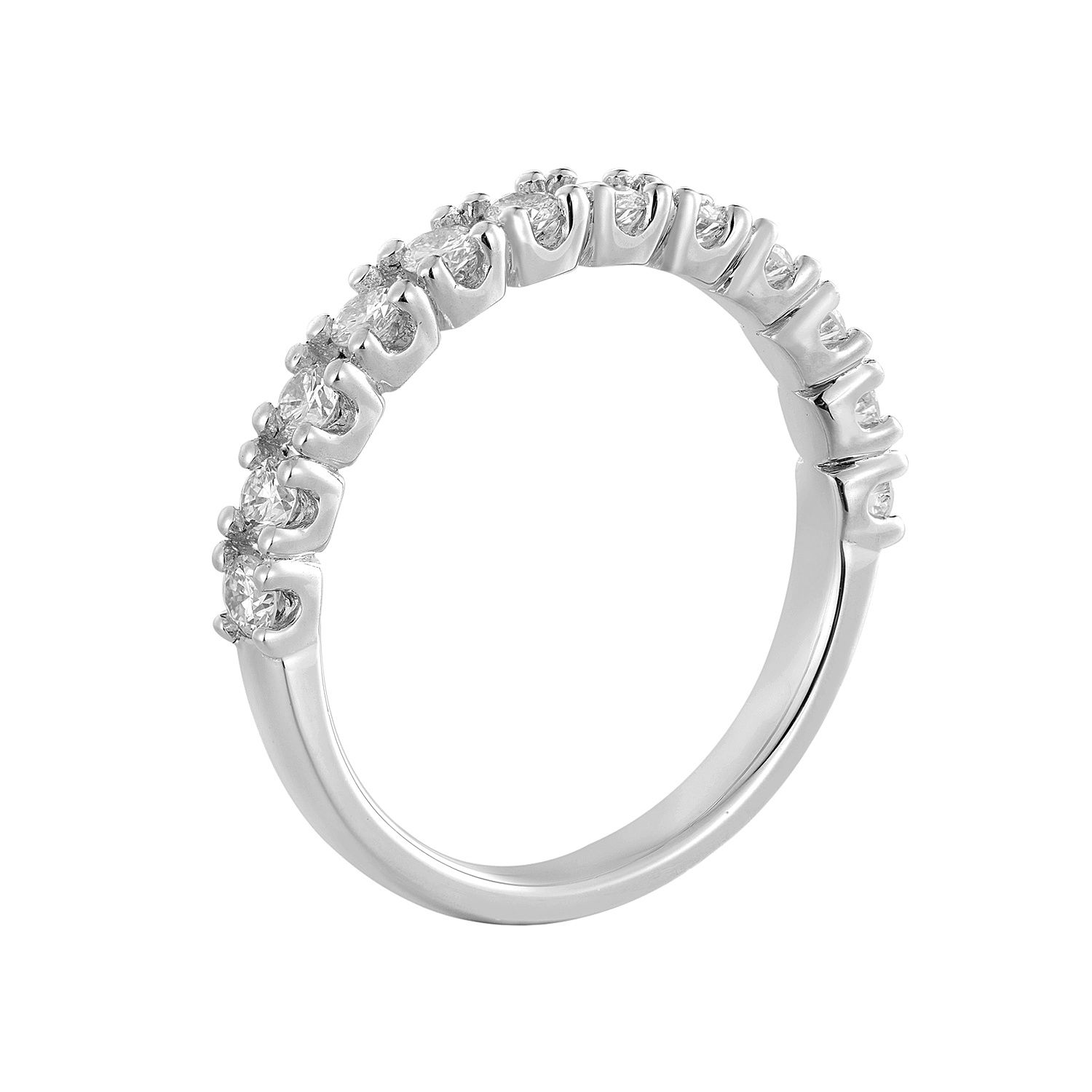 14K White Gold Round Natural Diamond  Wedding Band HF9151-1, Colour: 14KWhite-2.68g-0.533ct-ND
