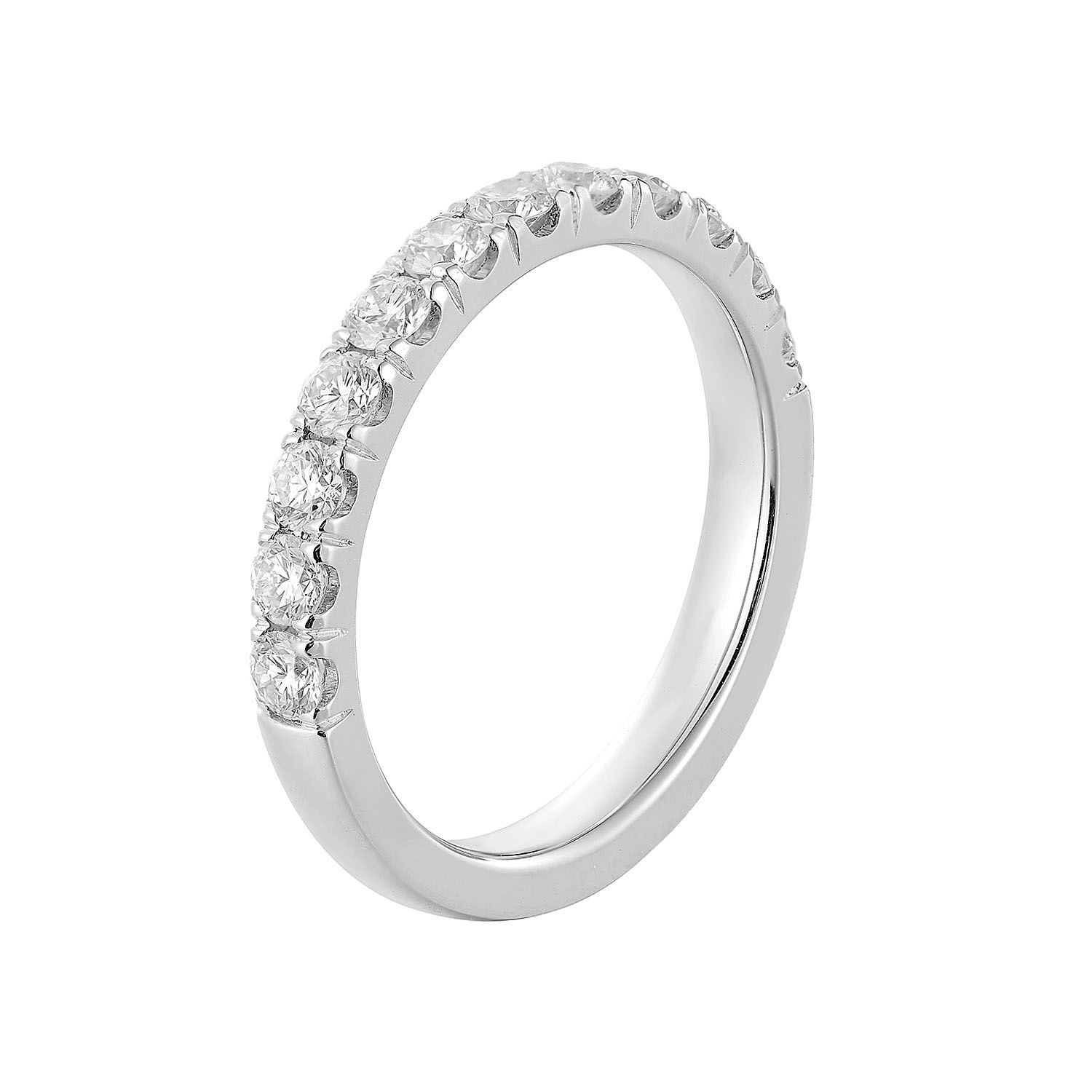 14K White Gold Round Natural Diamond Wedding Band MZ1042-13, Colour: 14KWhite-3.52g-0.74ct-ND