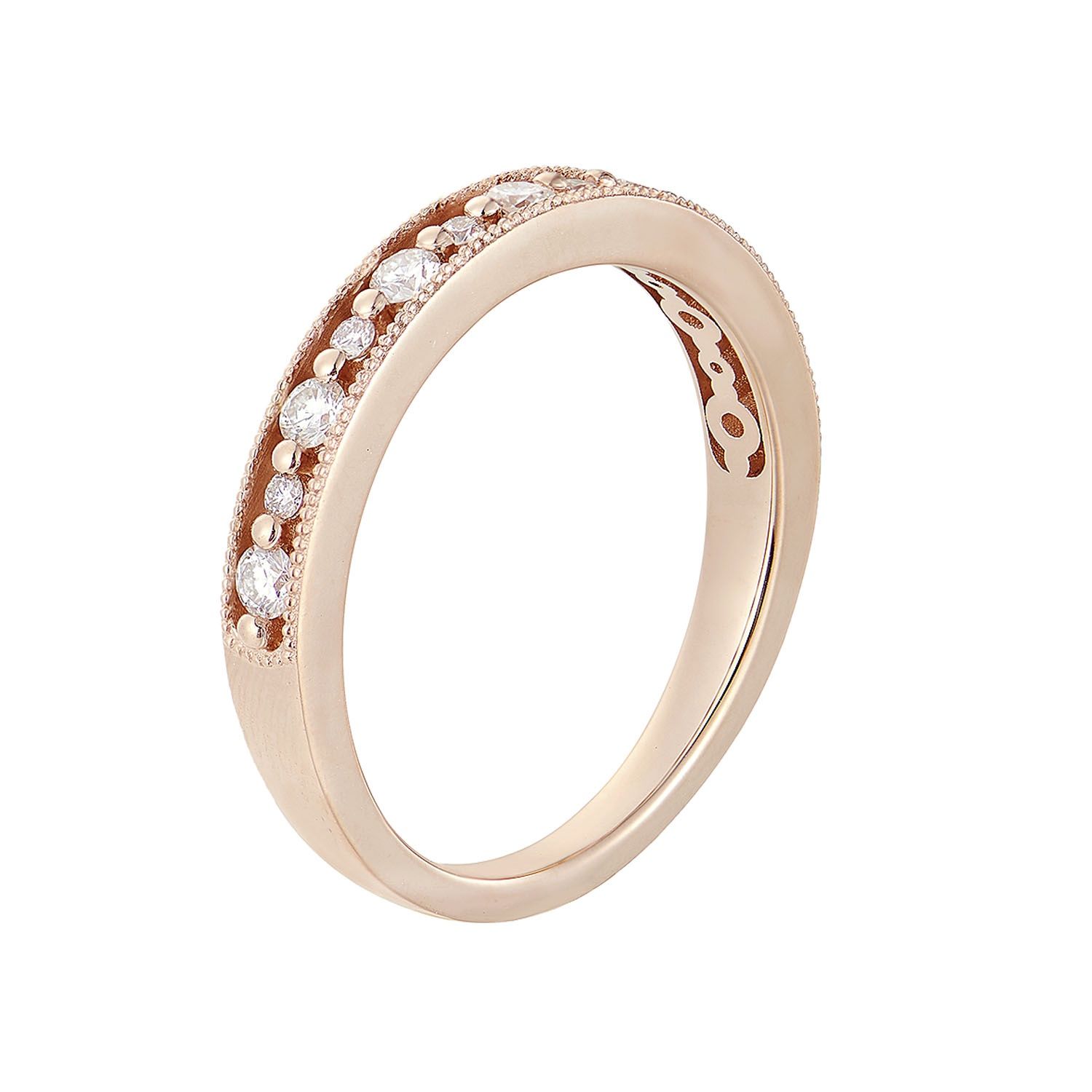 14K Rose Gold Shared Prong Round Natural Diamond  Wedding Band MZ10398, Colour: 14KRose-2.84g-0.29ct-ND