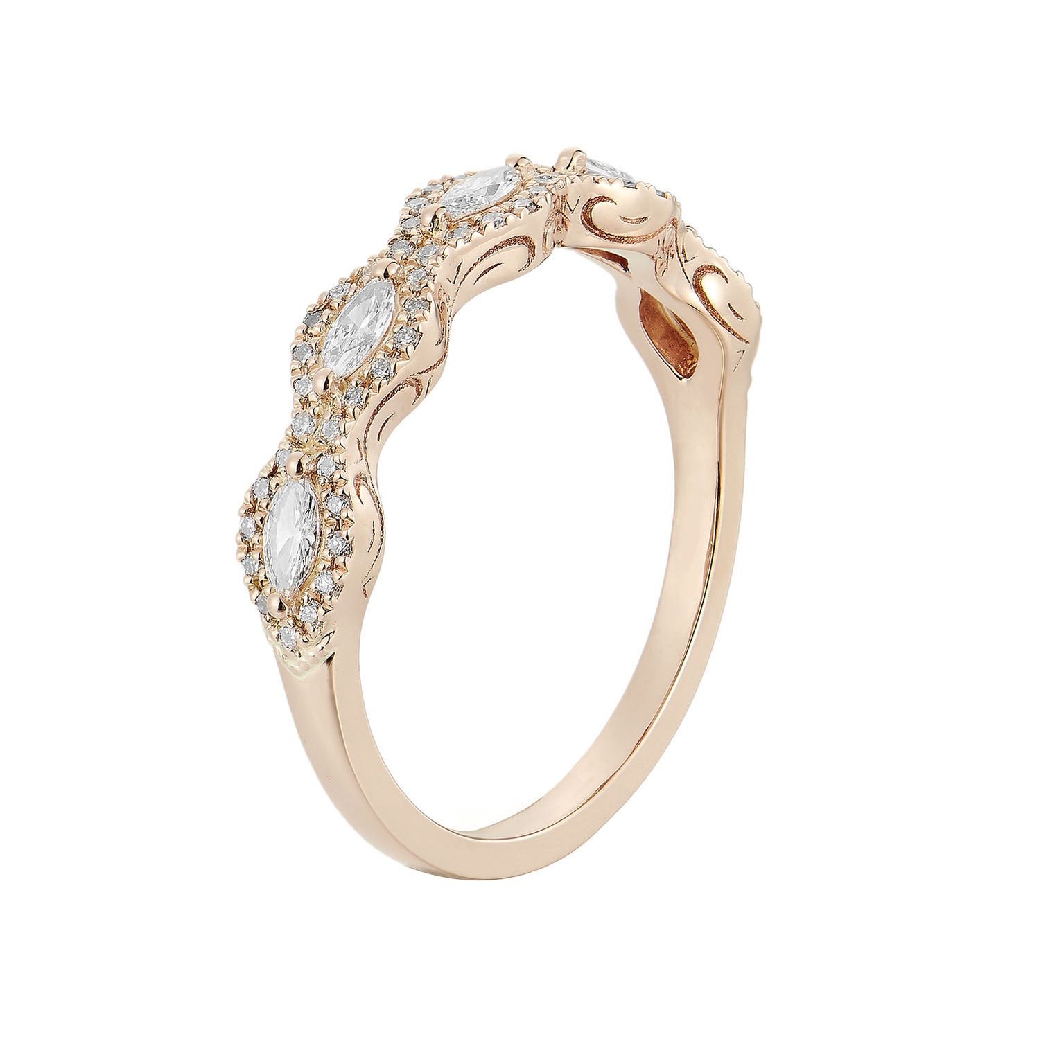 14K Rose Gold Natural Diamond Anniversary Band MZ6034, Colour: 14KRose-2.65g-0.439ct-ND