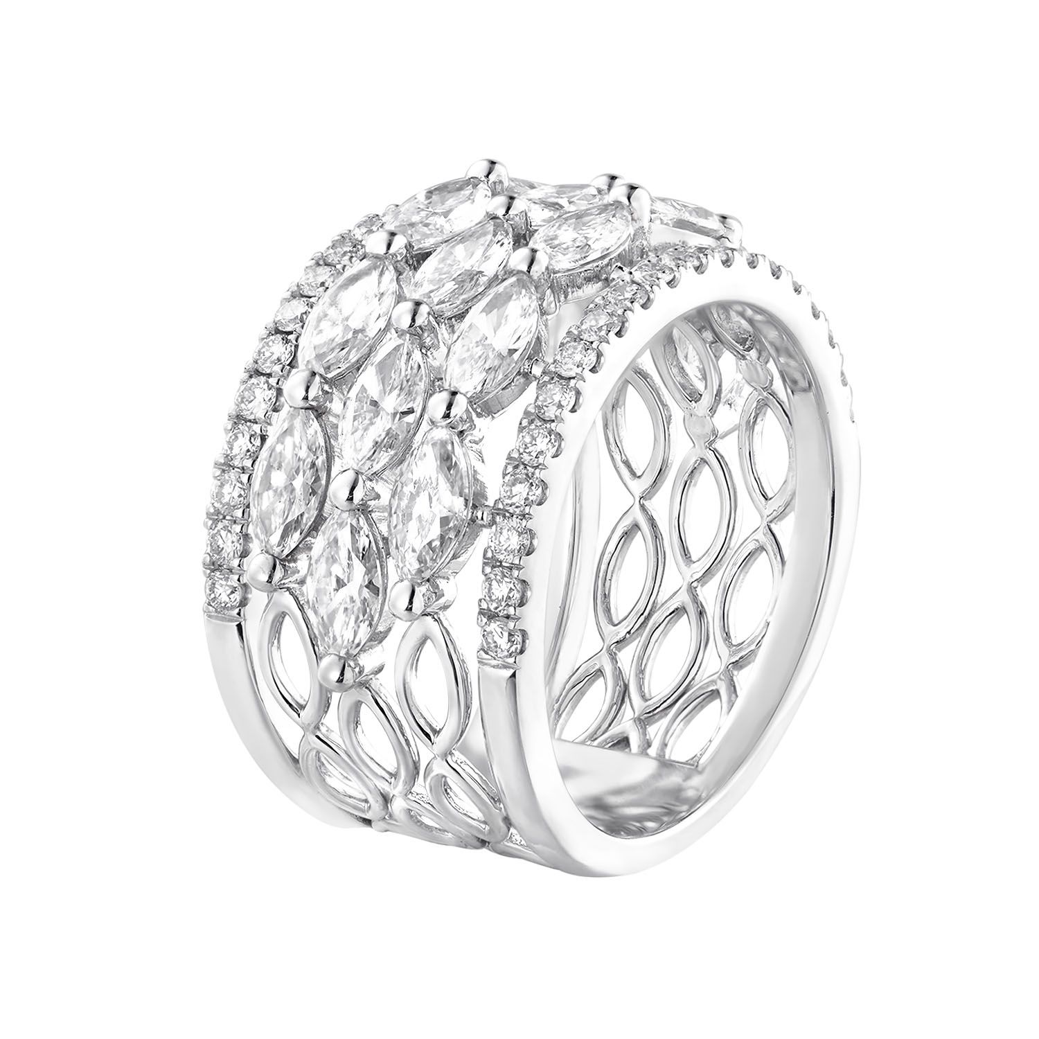 14K White/Yellow Gold Marquise Lab Grown Diamond Wide Band MZ12191, KW: 14KW-6.76g-2.331ct
