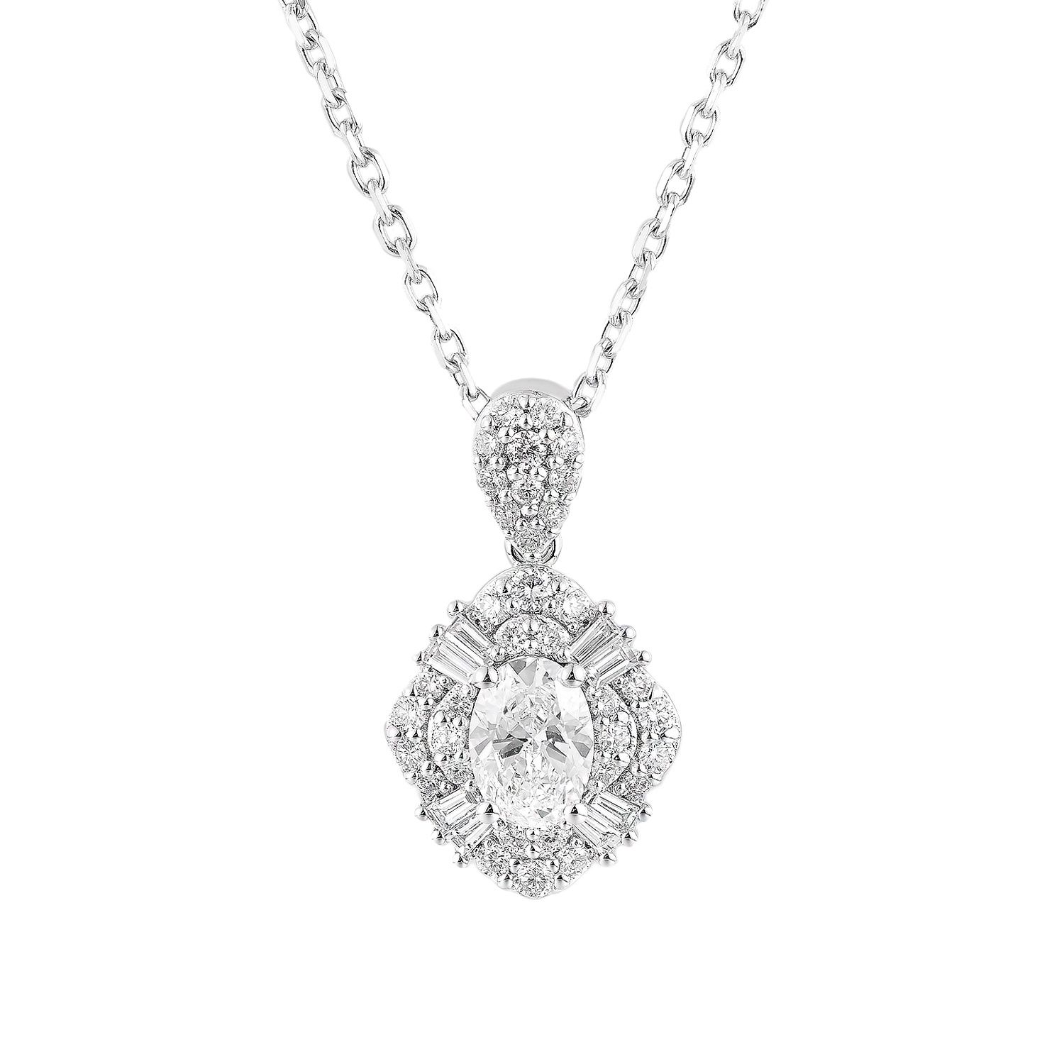 14K White/Yellow Gold Lab Grown Diamond Necklace MZ61376-1, Colour: 14KW-5.28g-1.299ct-LG