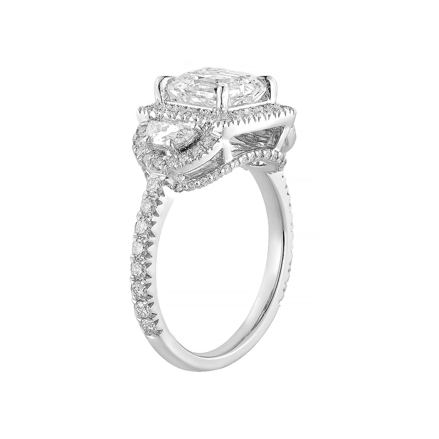 14K White Gold Round Lab Grown Diamond Engagement Ring MZ8072, Colour: White