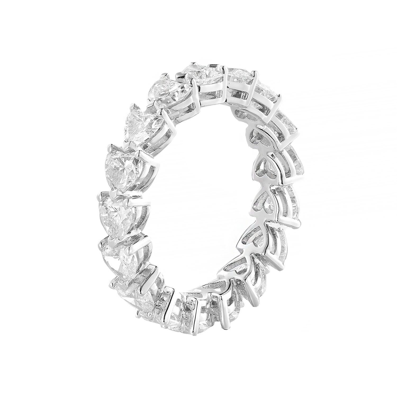 14K White  Gold Heart Lab Grown Diamond Eternity Band MZ30015, Colour: White